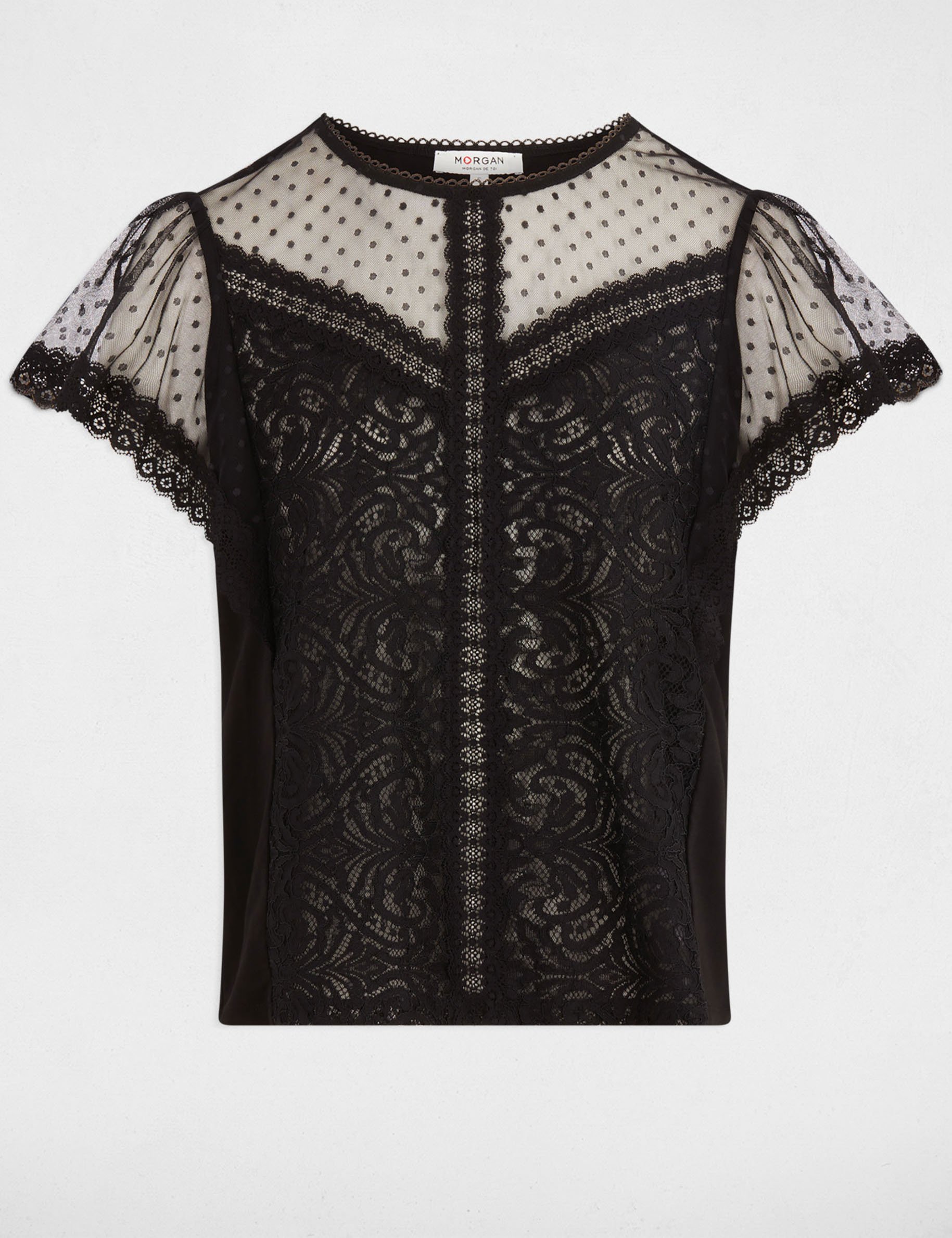 T-shirt manches courtes noir femme