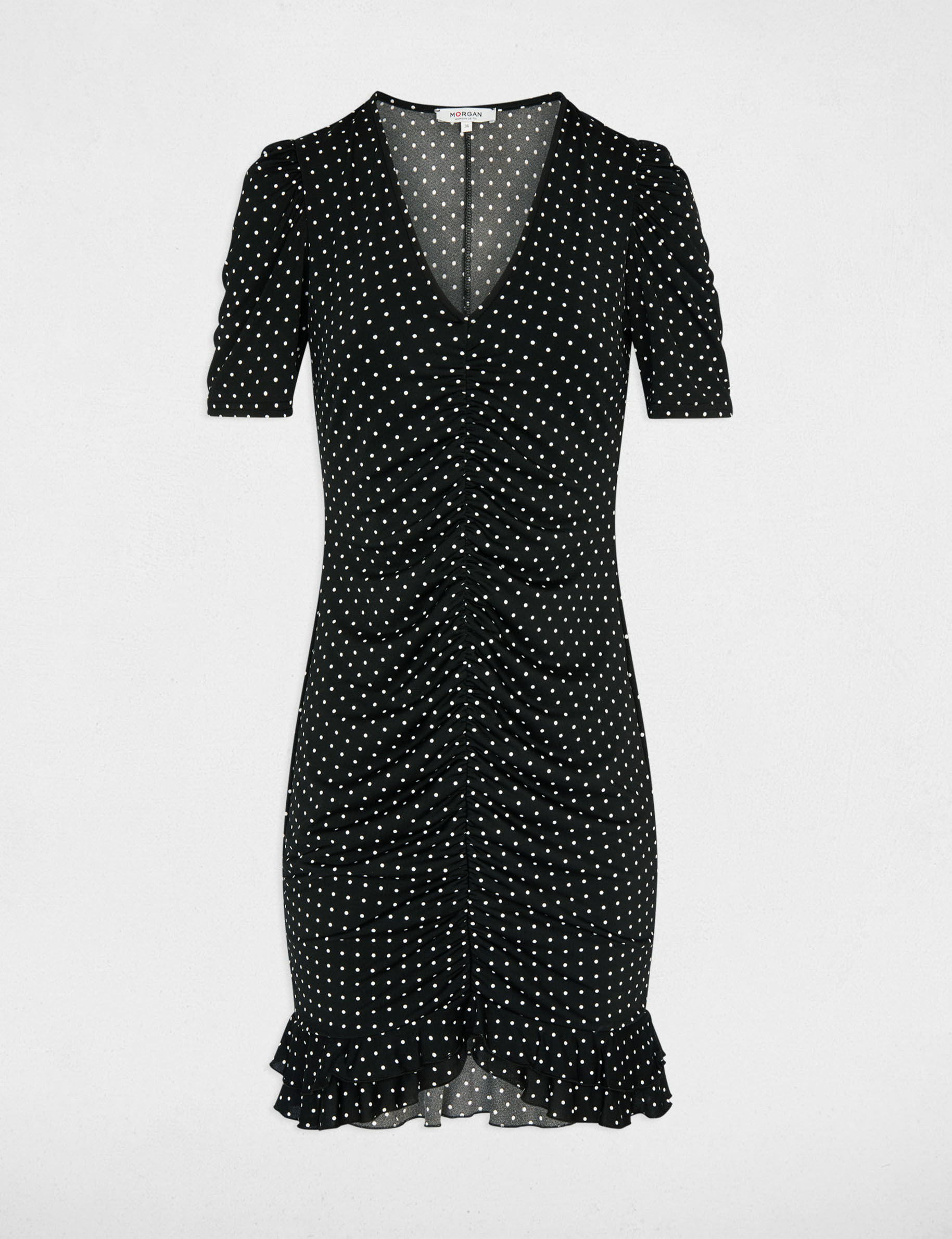 Robe courte manches bouffantes noir femme