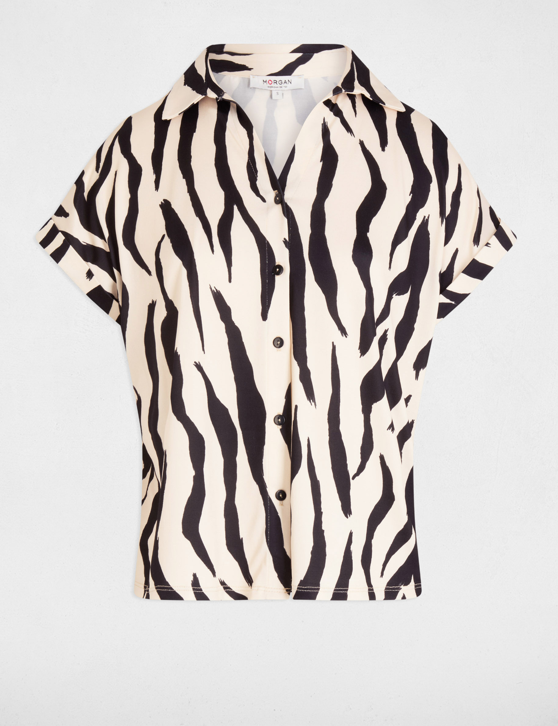 blouse met korte mouwen helder wit vrouw Blouse met korte mouwen helder wit vrouw