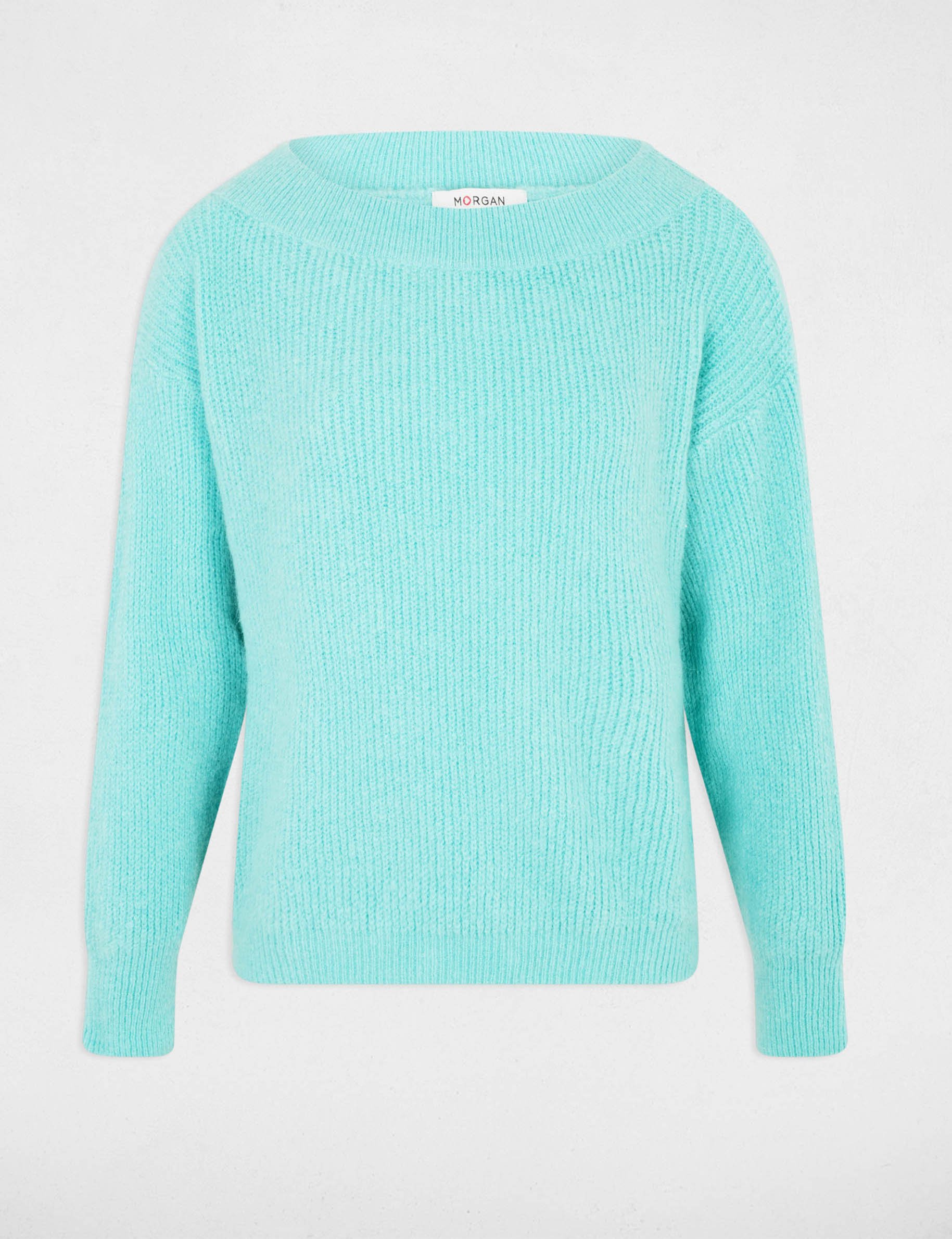 Pull col rond vert femme