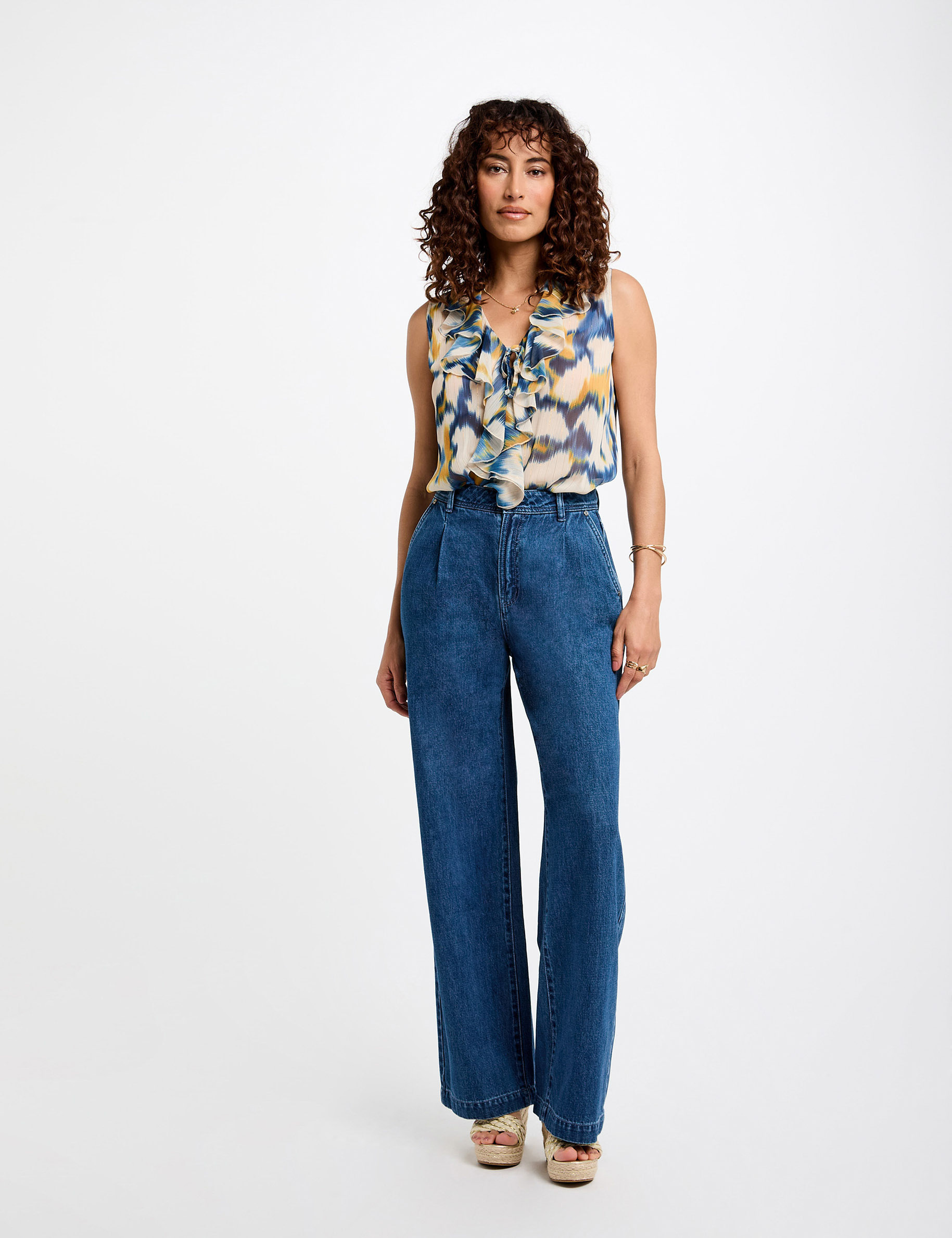 Mouwloze blouse meerkleurig vrouw