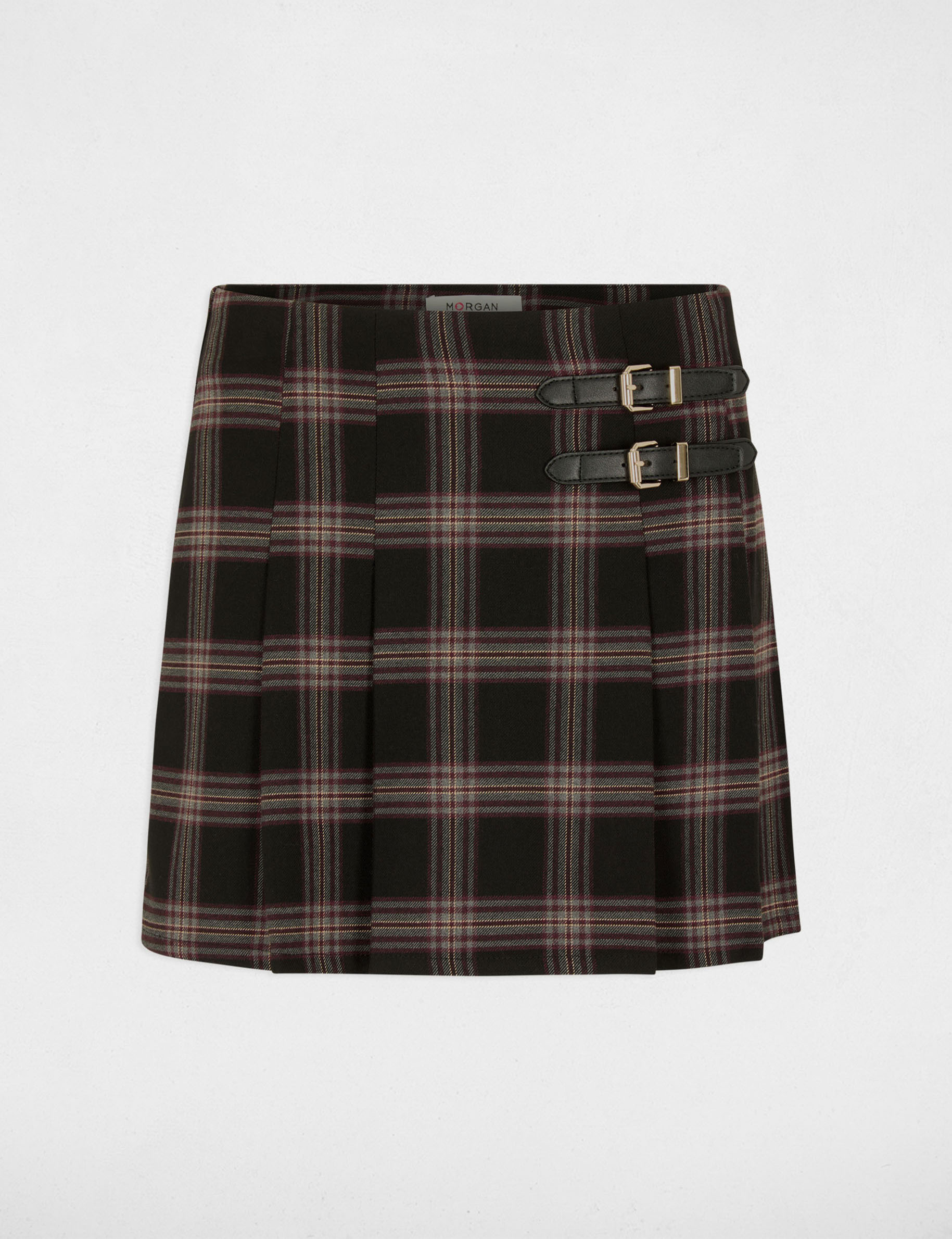 Jupe-short tweed droite noir femme