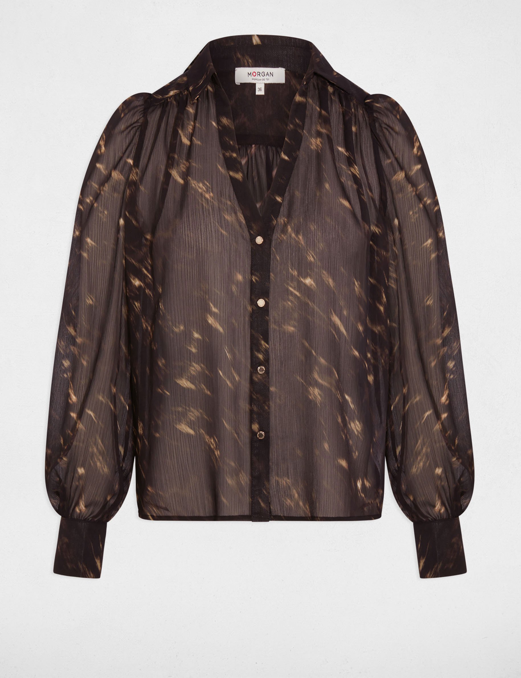 Chemise voile manches bouffantes multicolore femme