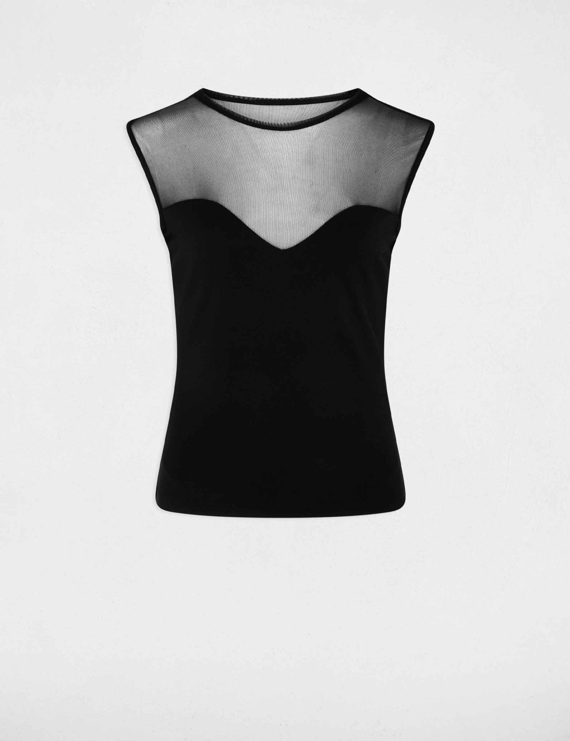 Mouwloze top met ronde hals zwart vrouw