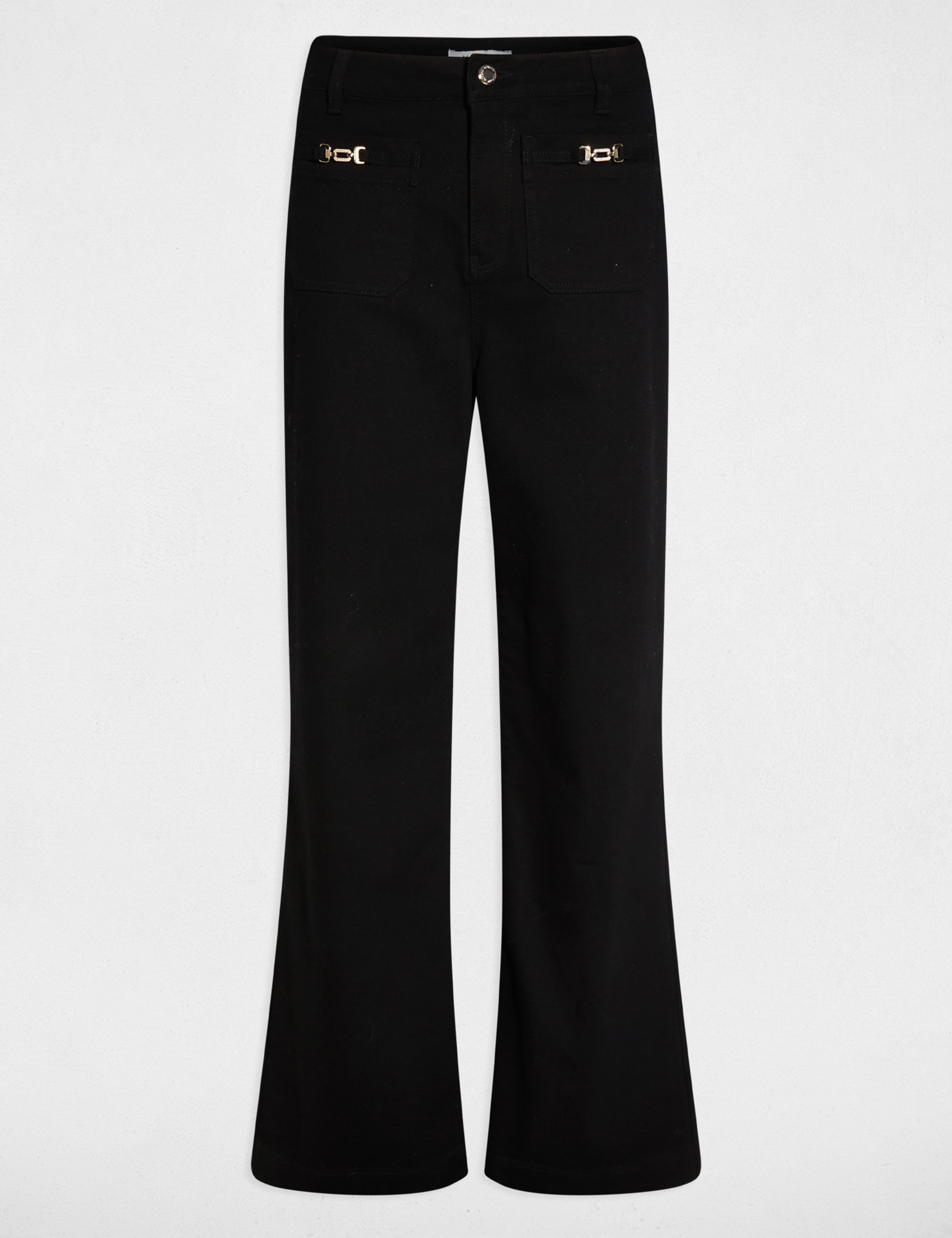 Hoge taille wijde jeans zwart vrouw