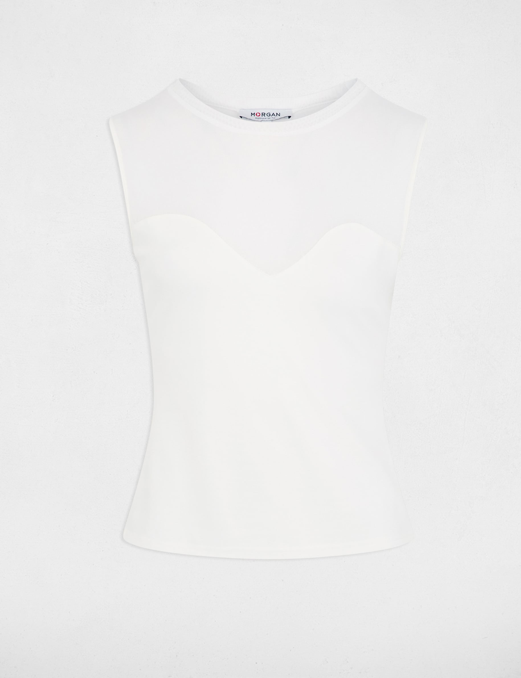 D&eacute;bardeur col rond blanc femme