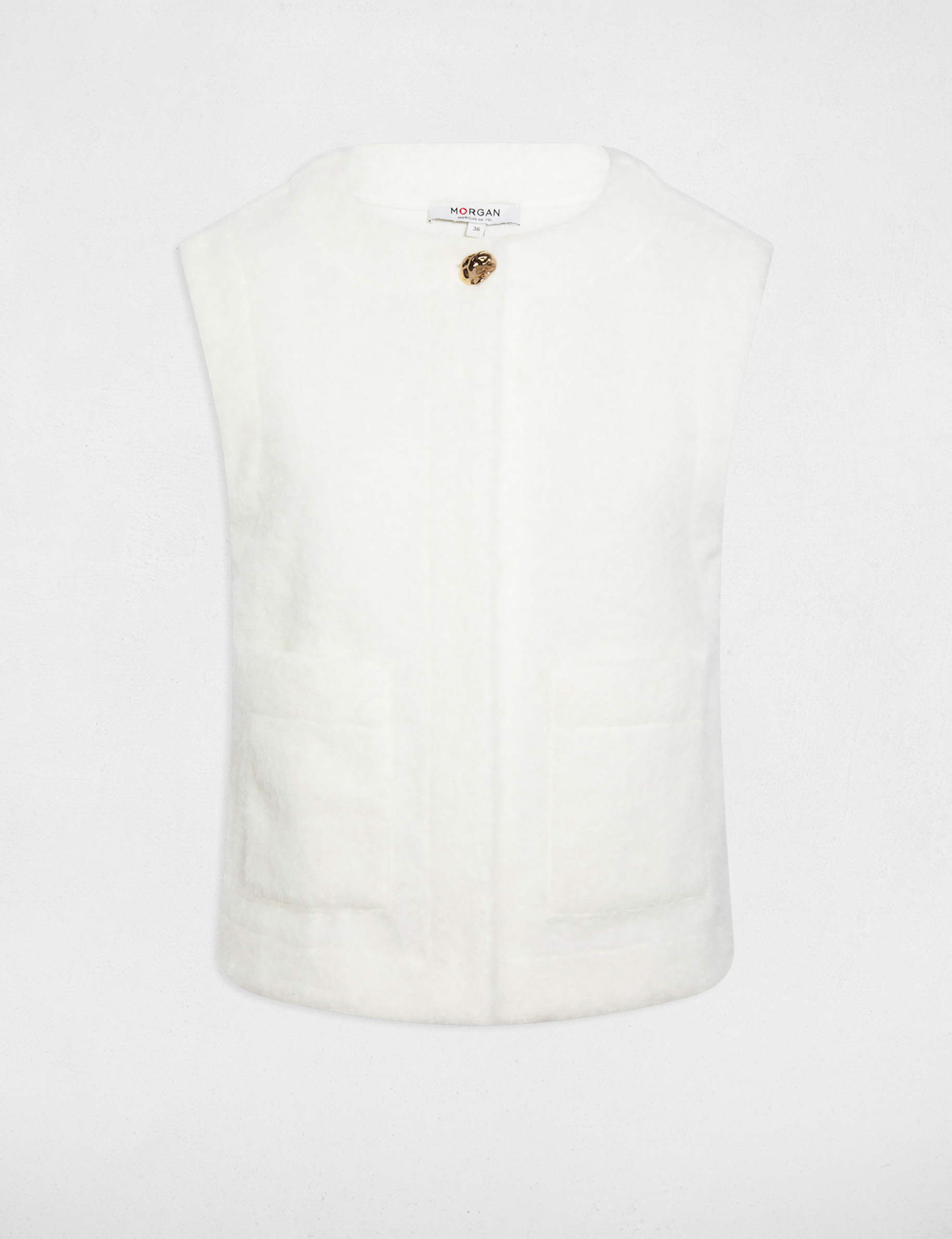 mouwloze jas ivoor vrouw Mouwloze jas ivoor vrouw