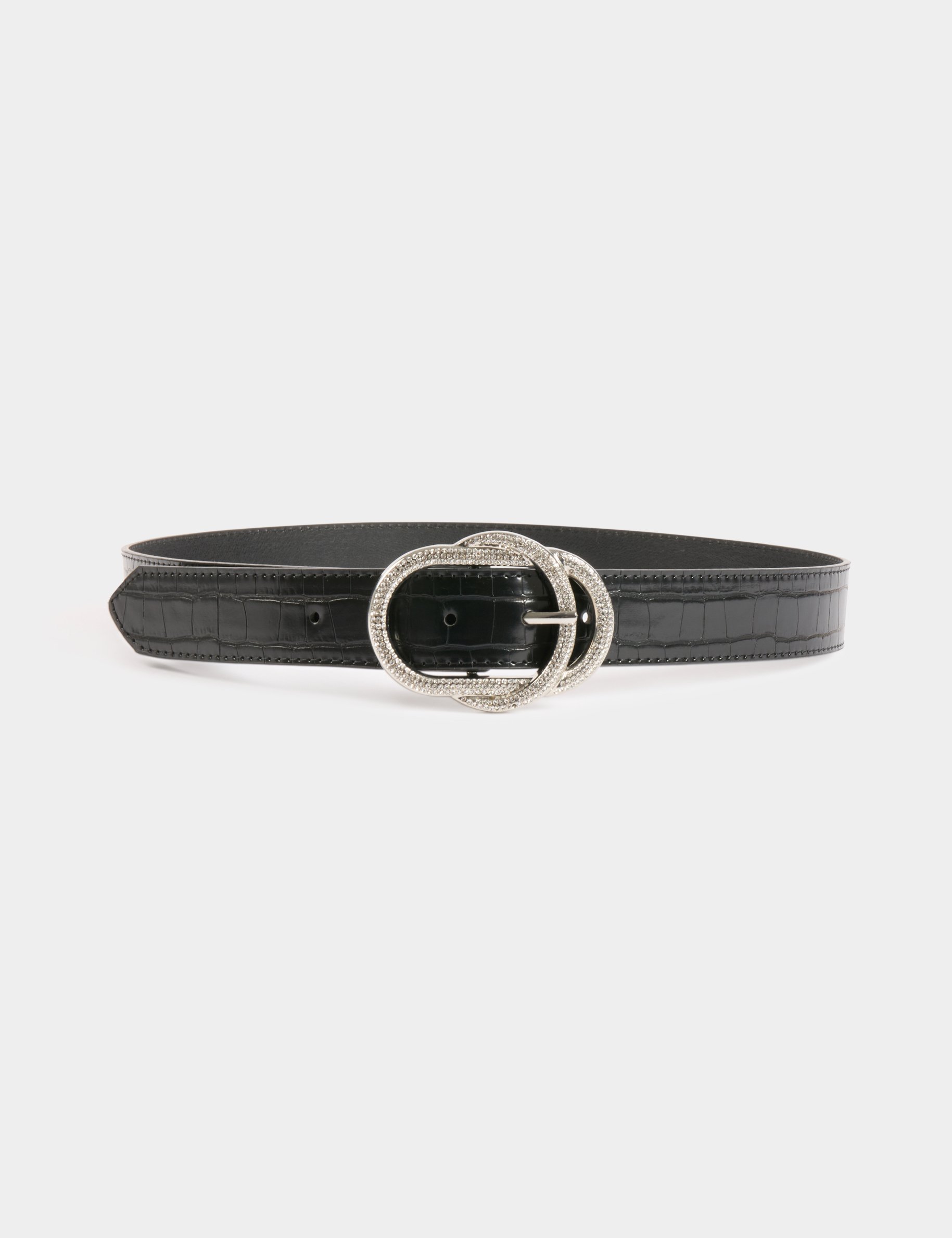 ceinture croco boucle strass noir femme Ceinture croco boucle strass noir femme