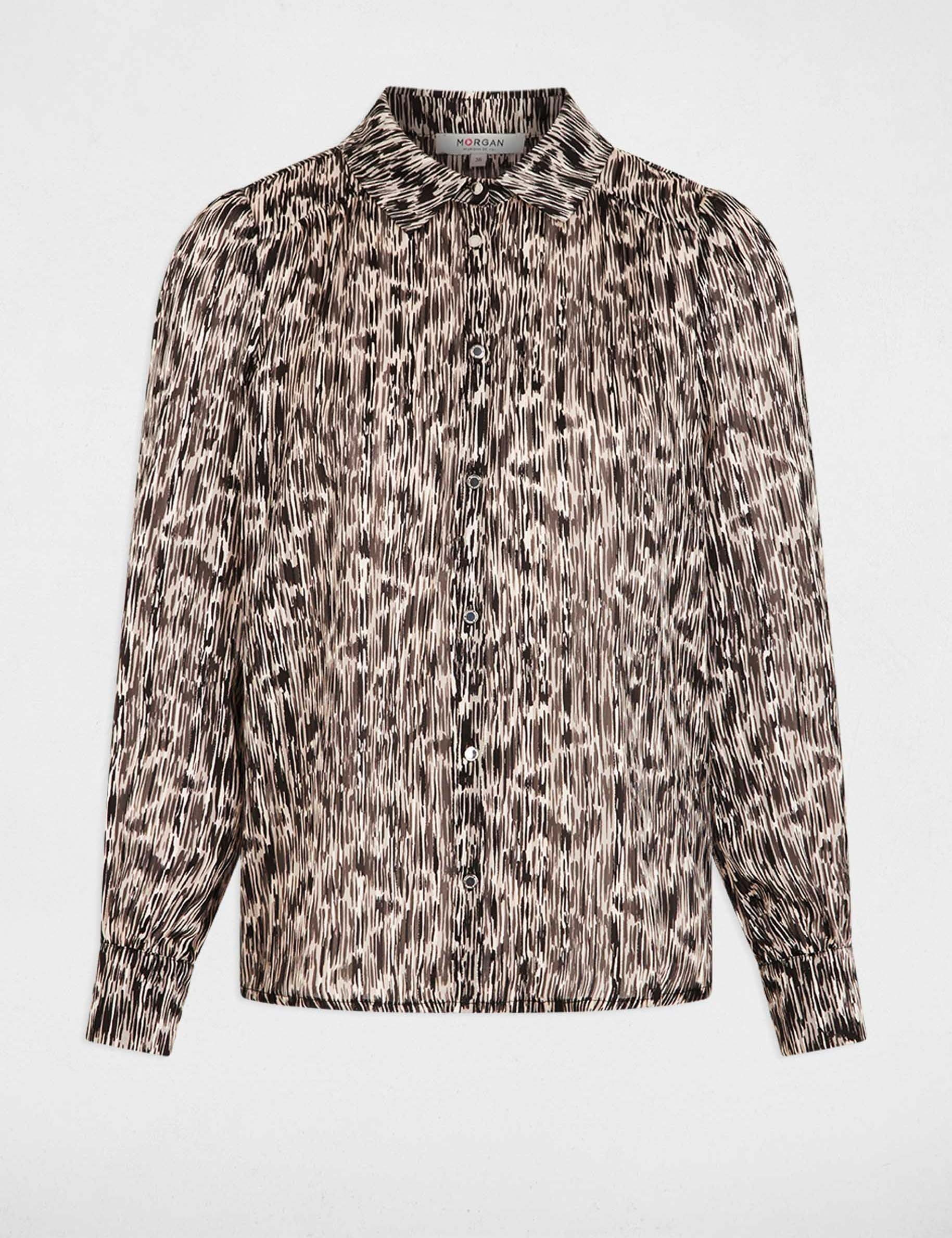 Chemise satin&eacute;e col &agrave; revers multicolore femme