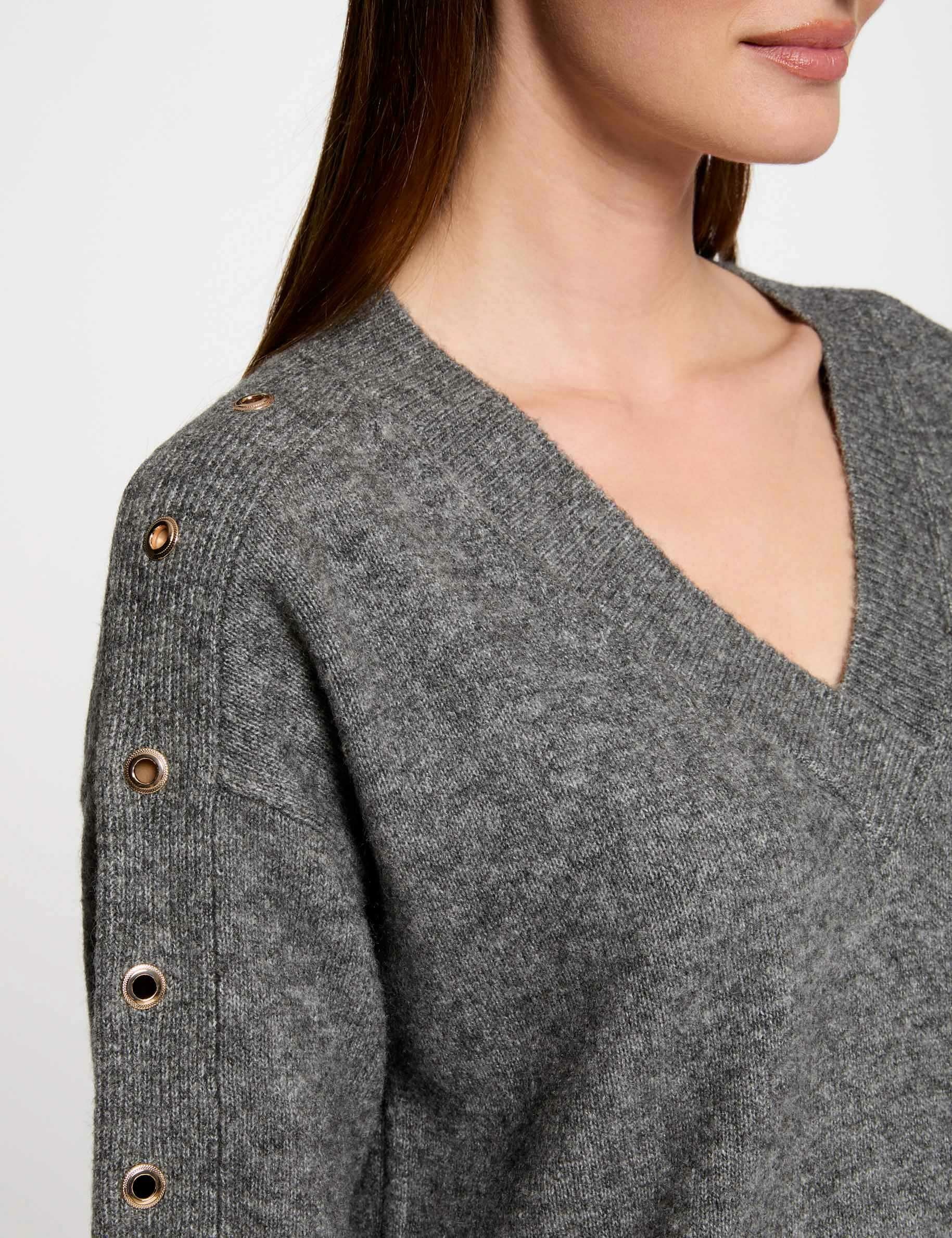 rechte tricot jurk met oogjes antracietgrijs vrouw Rechte tricot jurk met oogjes antracietgrijs vrouw