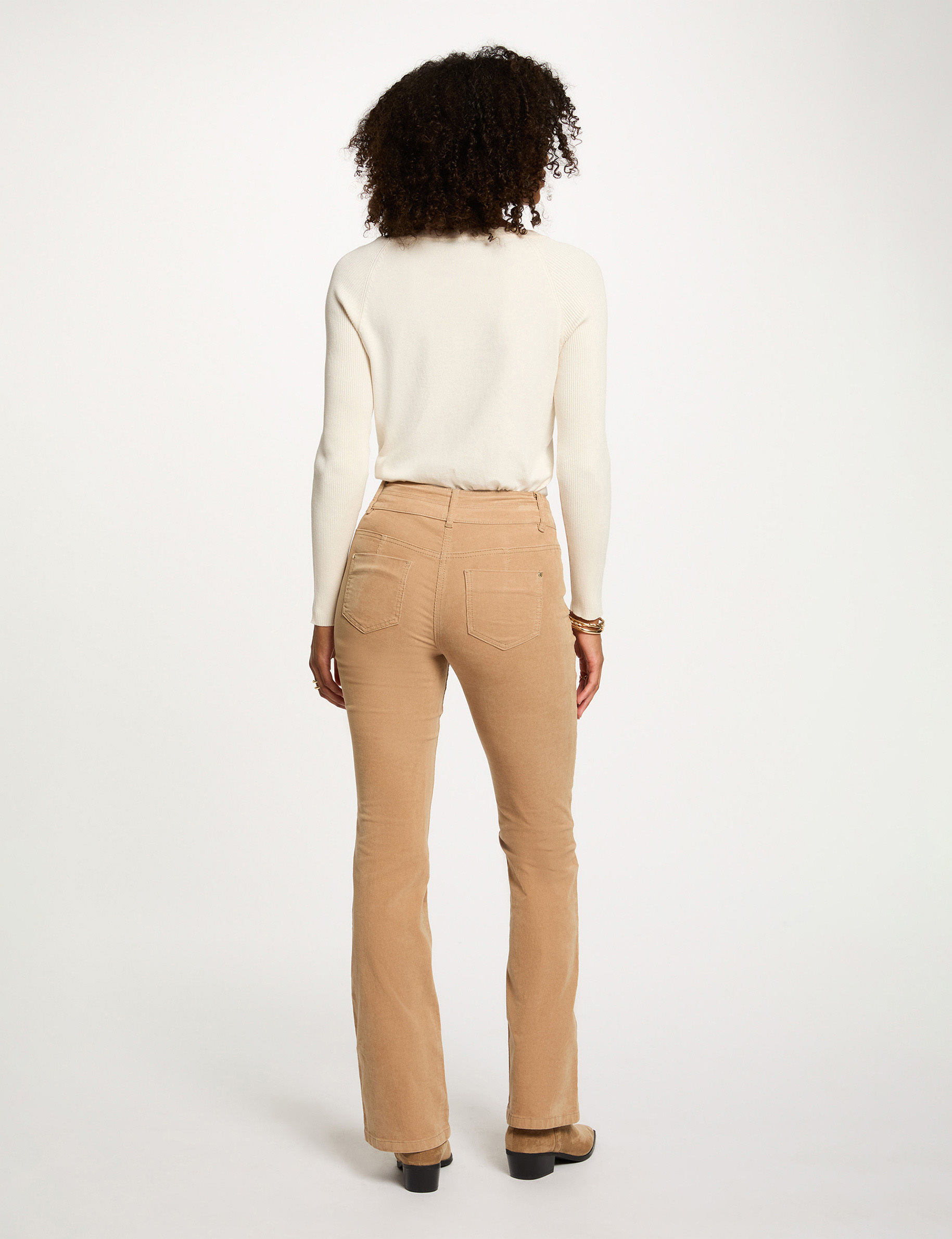 Pantalon ajusté velours sable femme