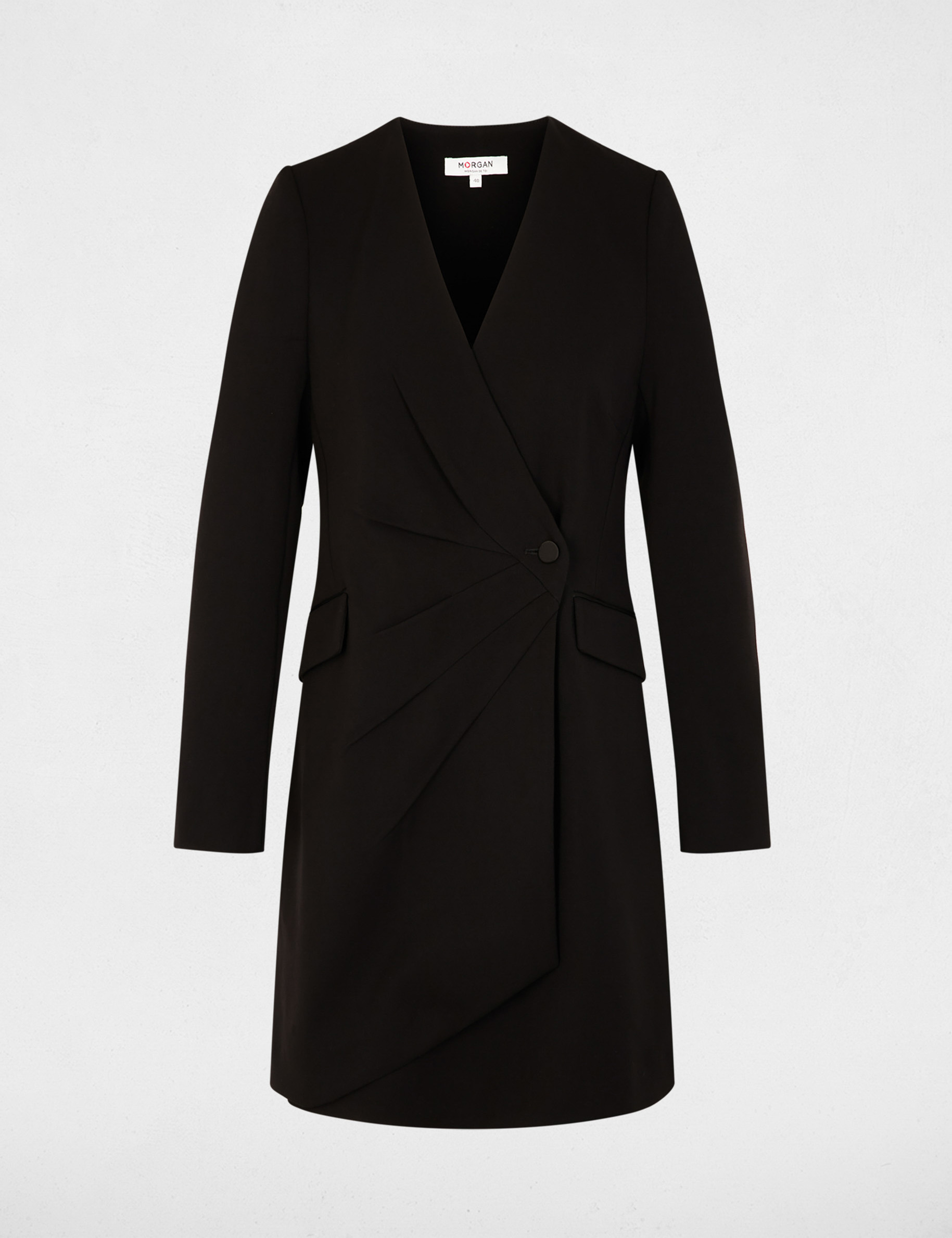 Robe blazer col v noir femme