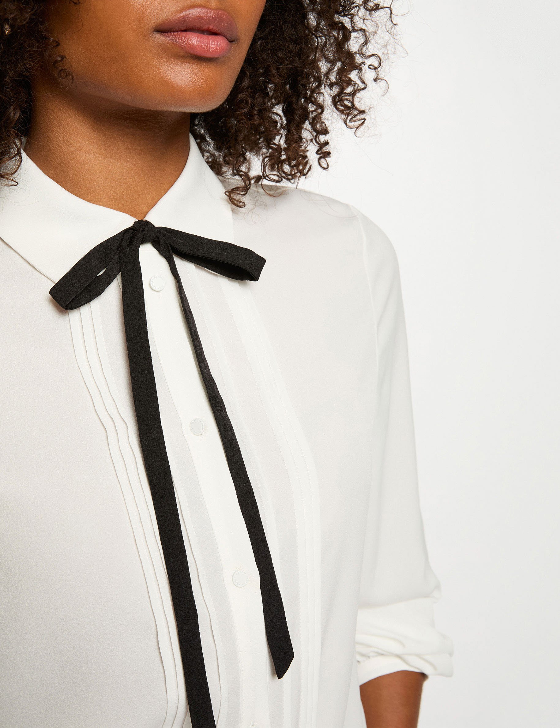 Chemise fluide col claudine blanc femme