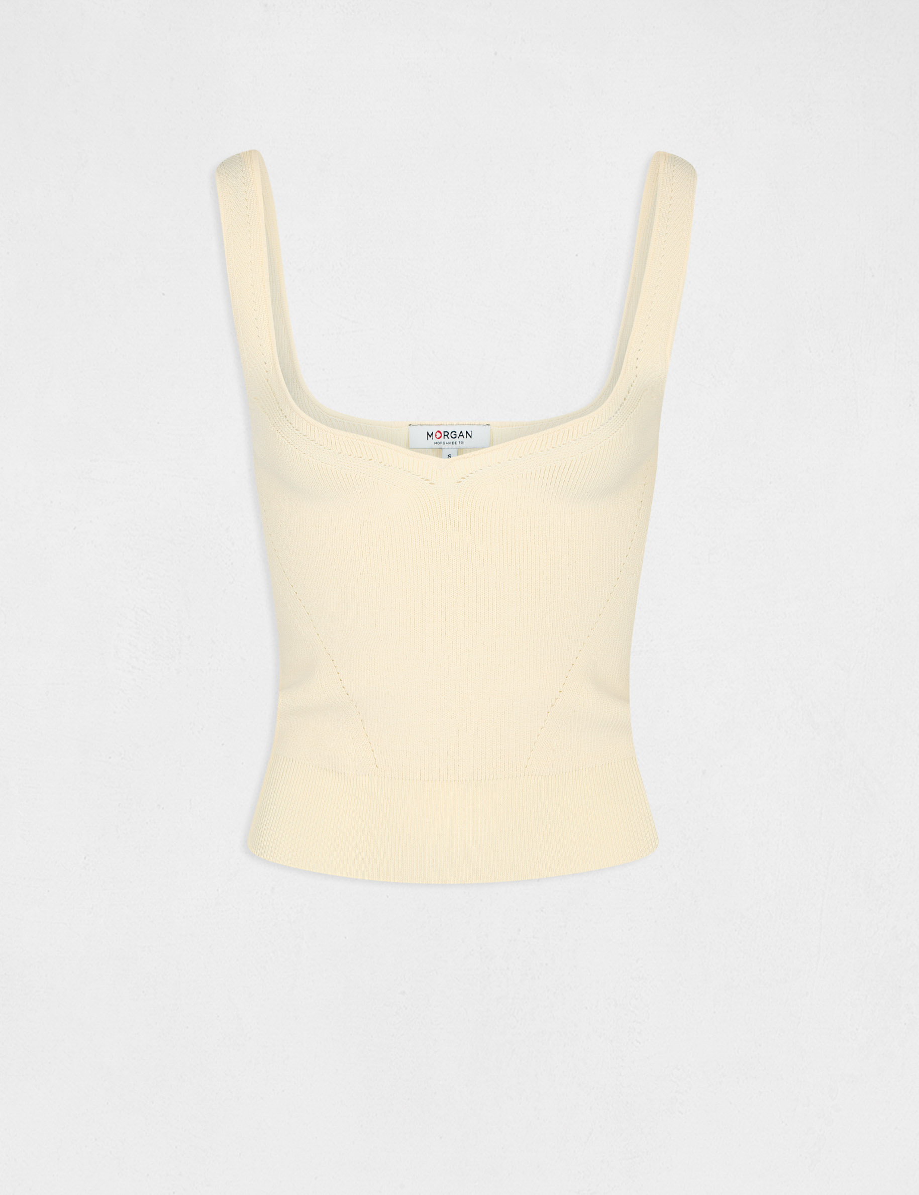 Pull débardeur avec col en V jaune paille femme