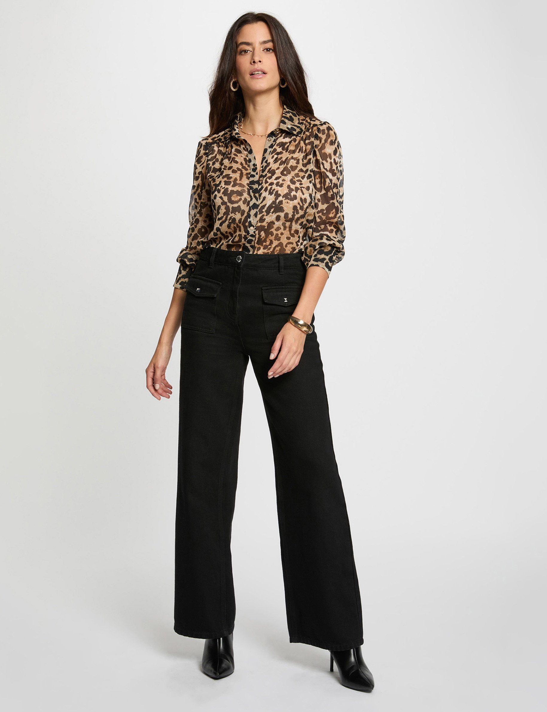 Chemise voile imprimée multicolore femme