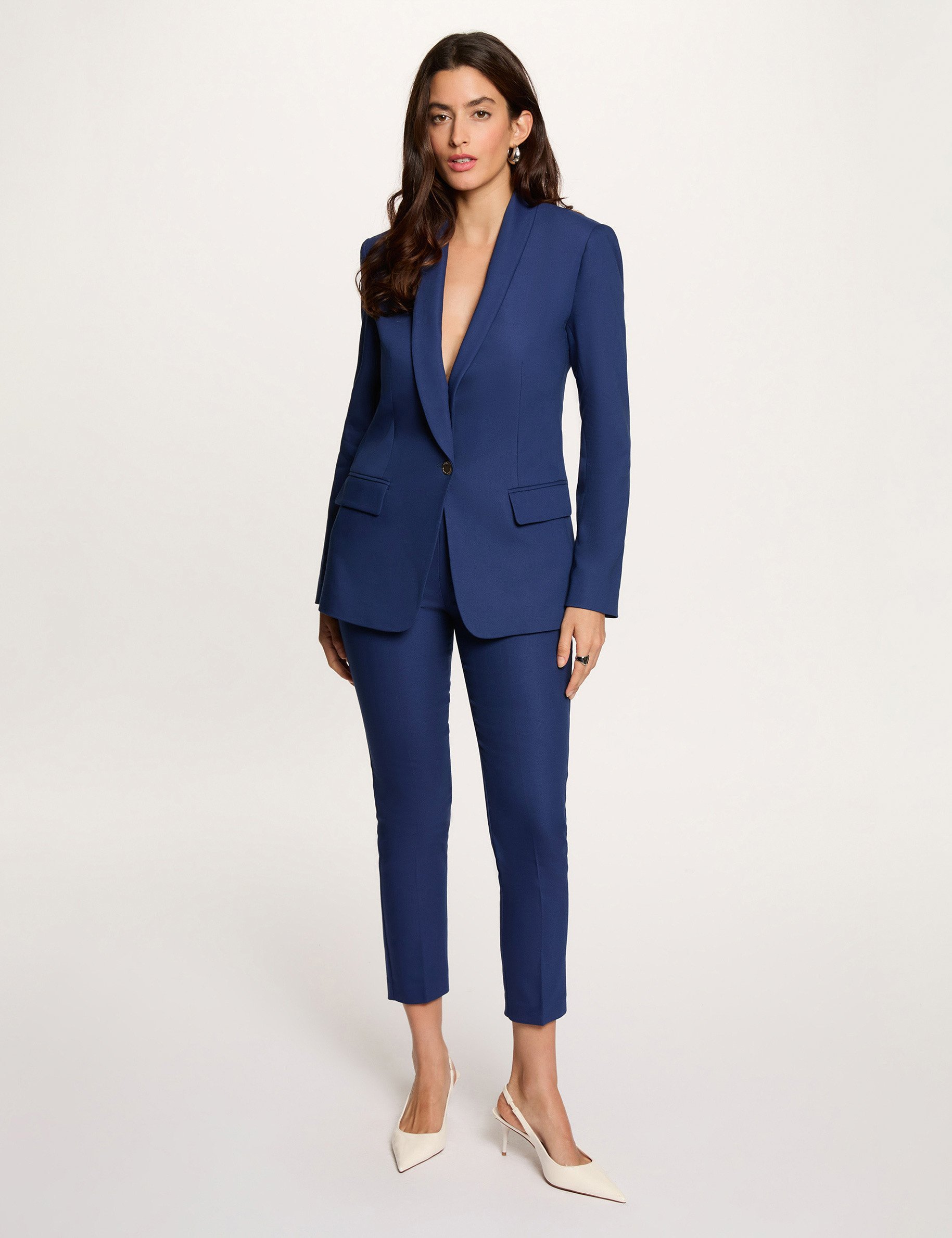 Pantalon cigarette 7/8&egrave;me bleu marine femme