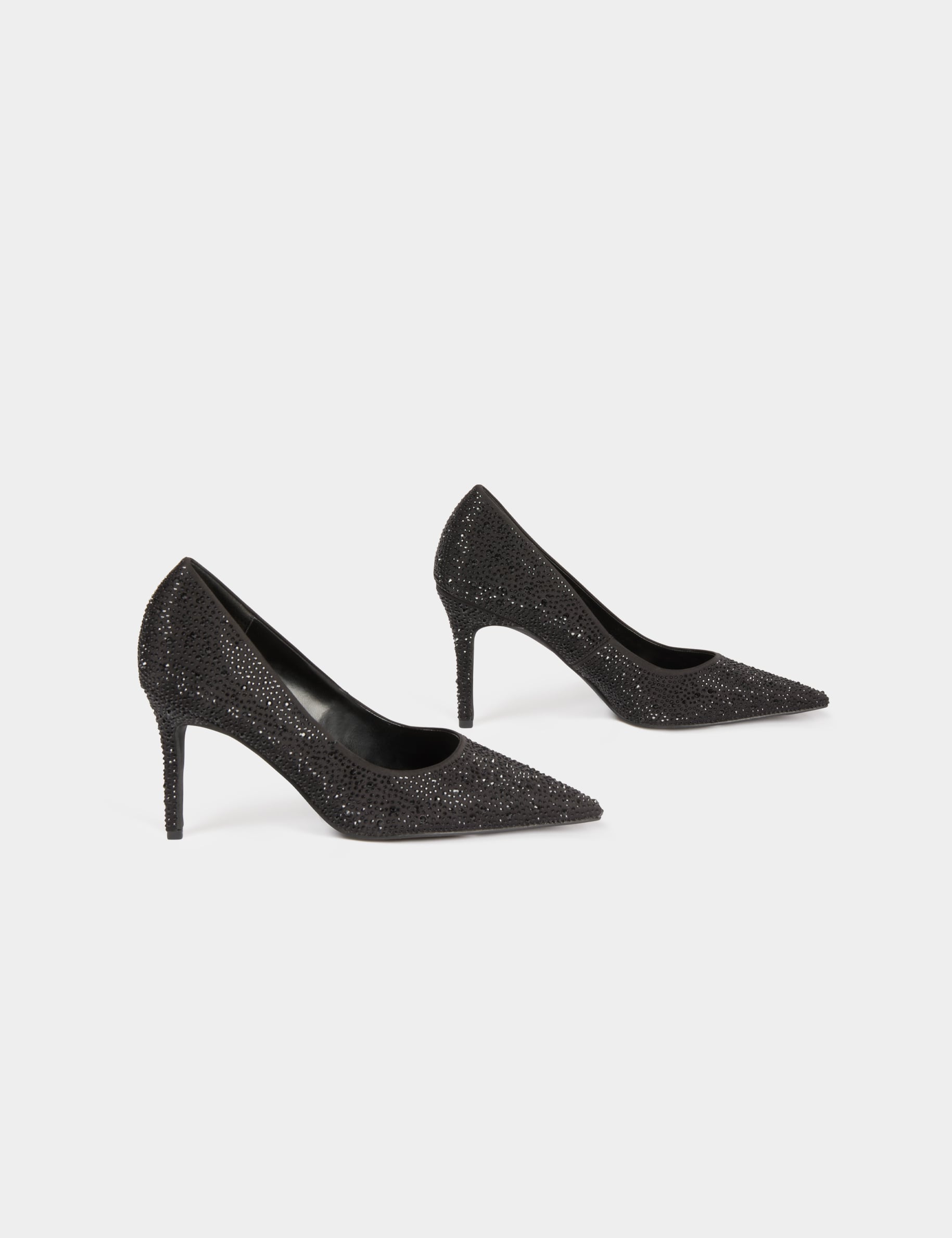 Satijnen pump met strass zwart vrouw