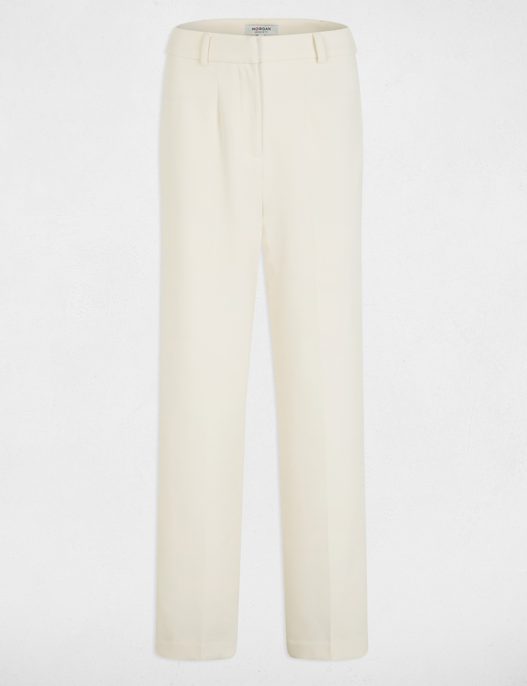 Pantalon droit &agrave; pinces creme femme