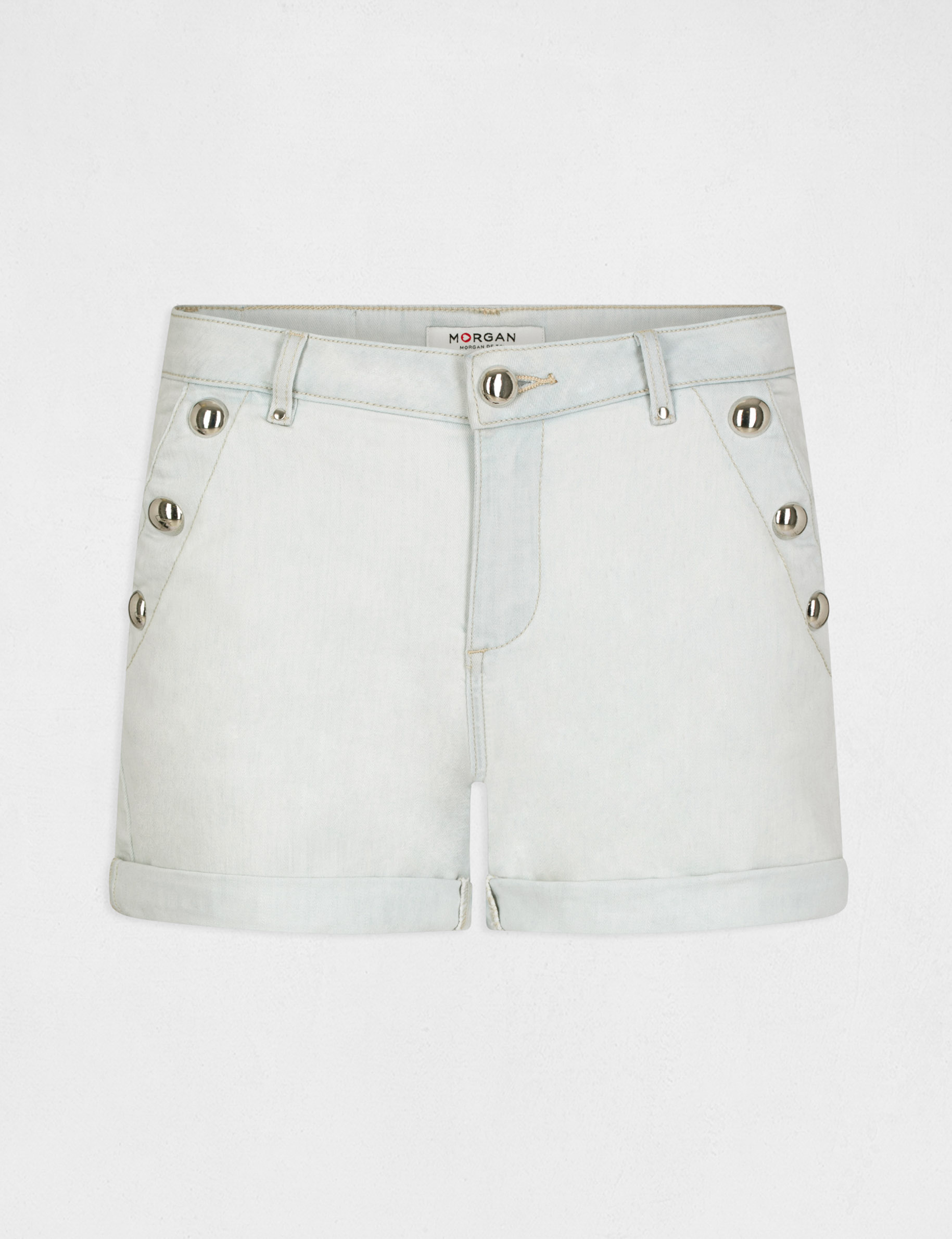 short slim en jean a pont jean bleached femme Short slim en jean à pont jean bleached femme