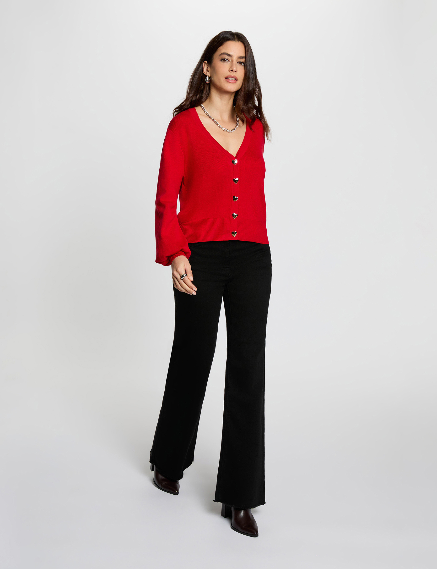 High-waist wide jeans zwart vrouw