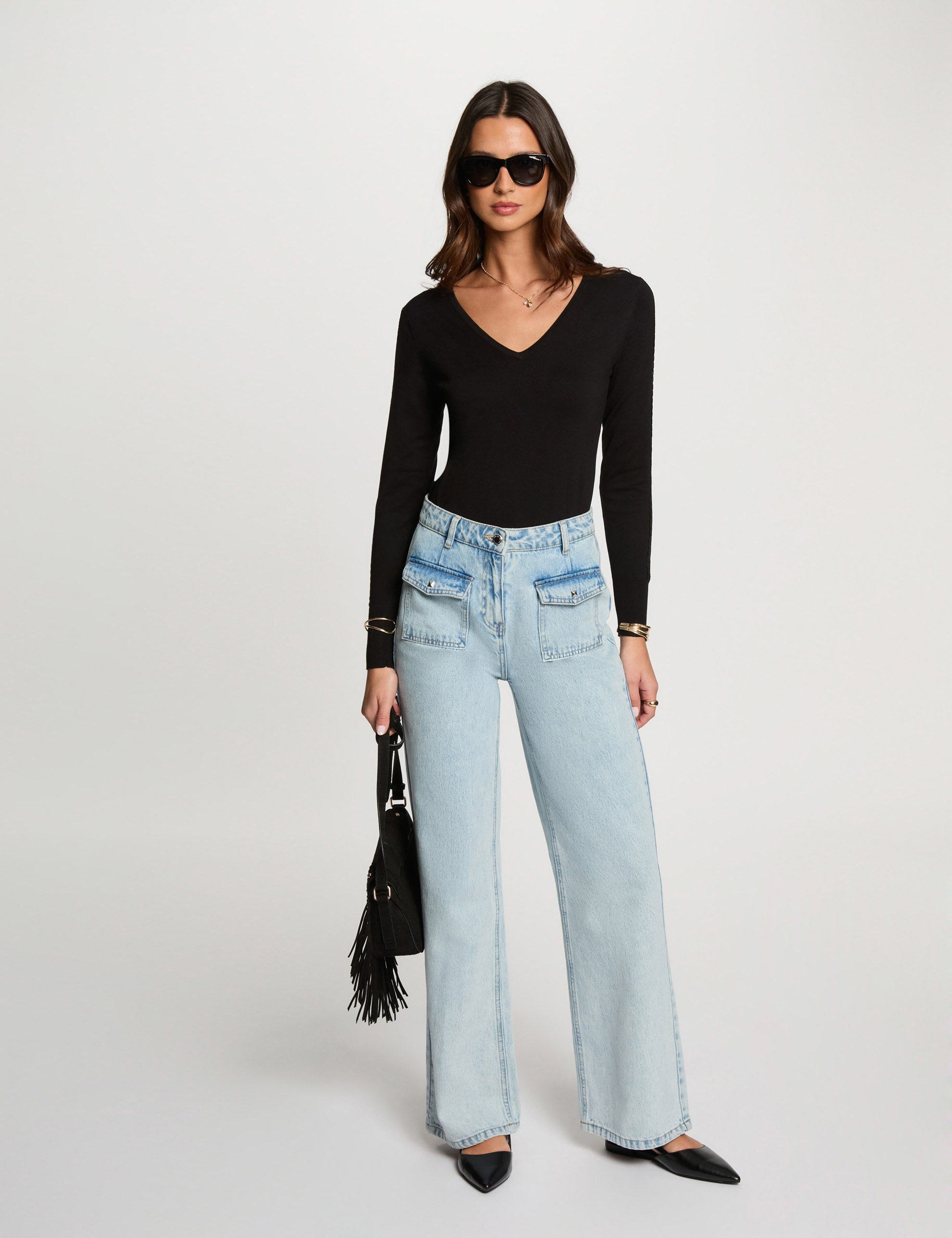 pull col en v noir femme Pull col en V noir femme
