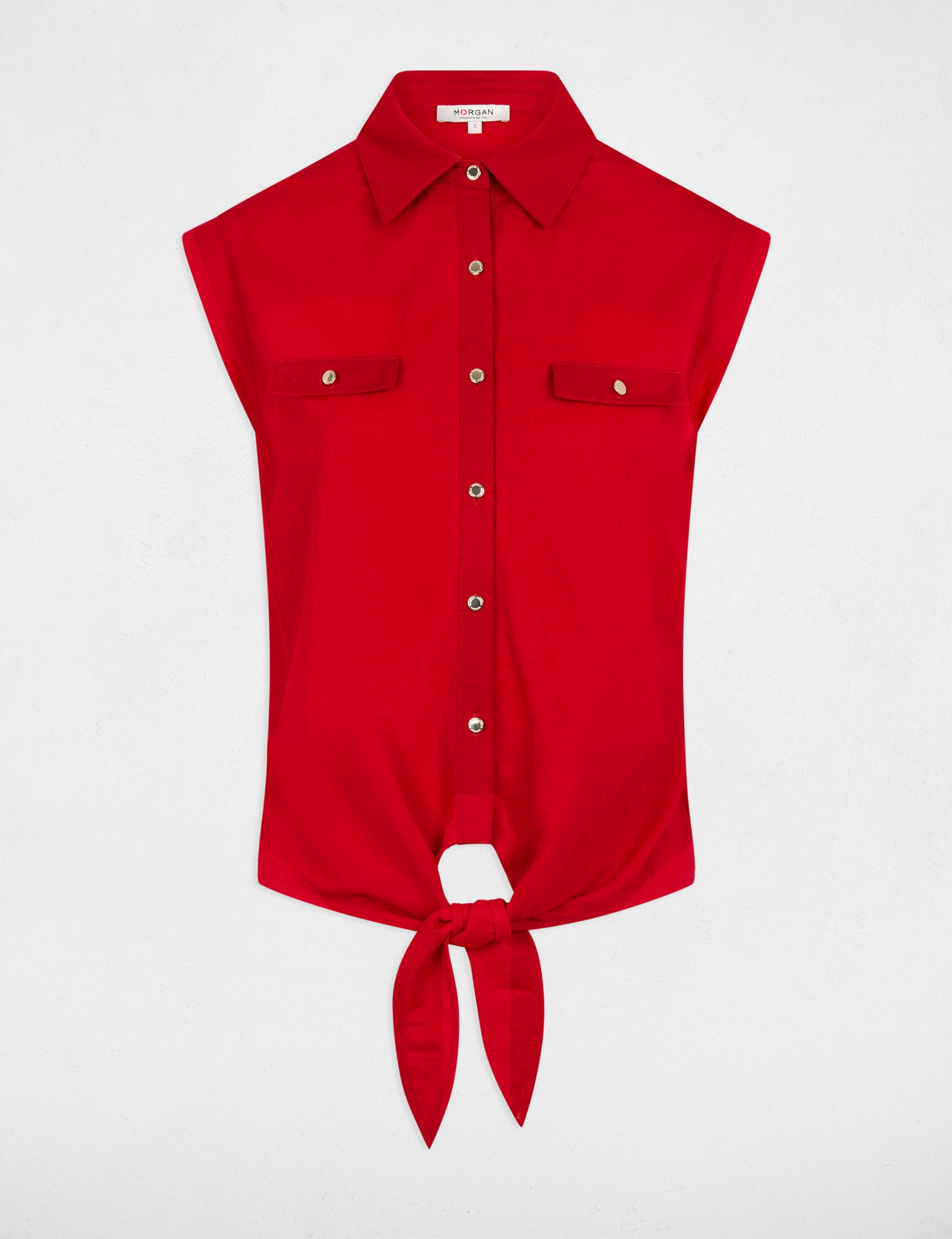 Mouwloze blouse rood vrouw