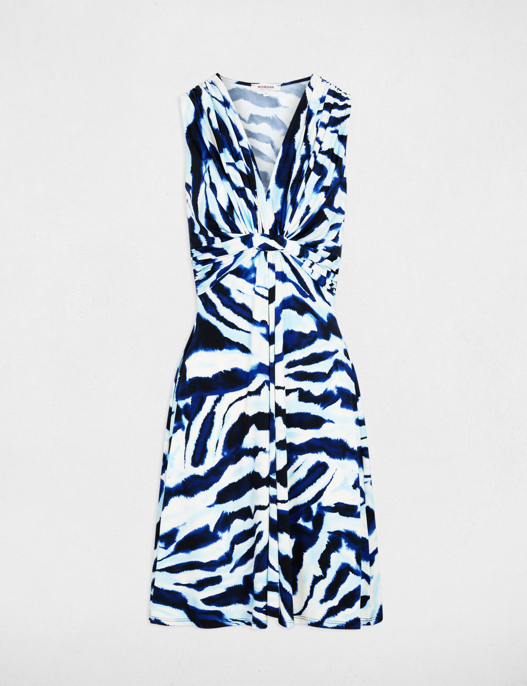 Robe courte col v multicolore femme