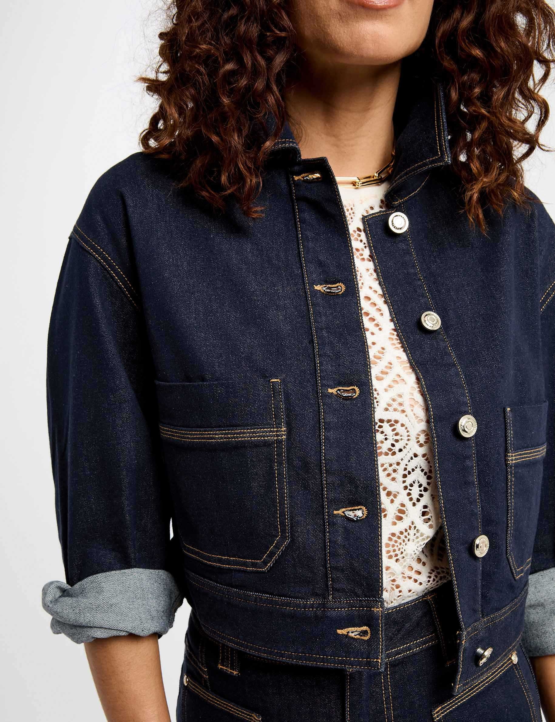 kort jeansjack ruw denim vrouw Kort jeansjack ruw denim vrouw