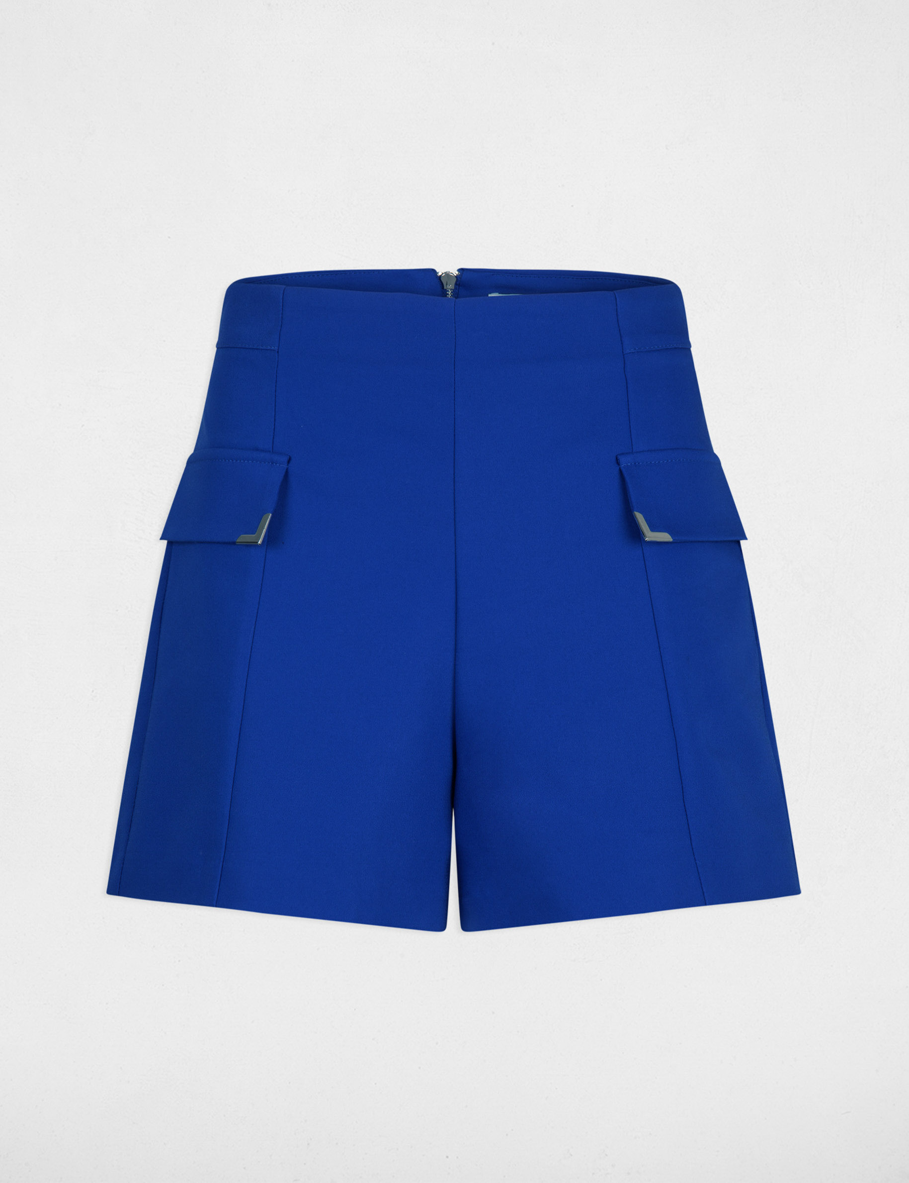 Aansluitende short met kleppen bleu electrique vrouw