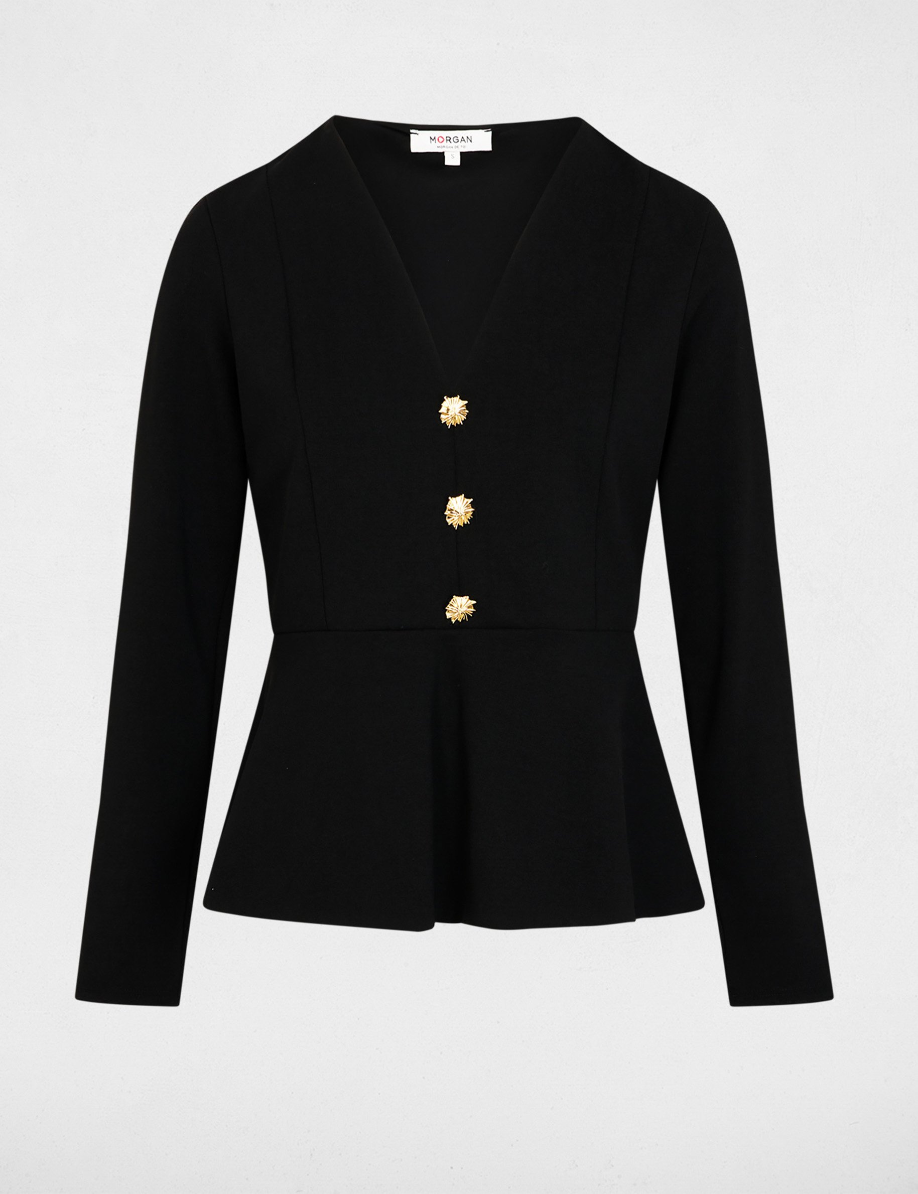 T-shirt cintré col v noir femme