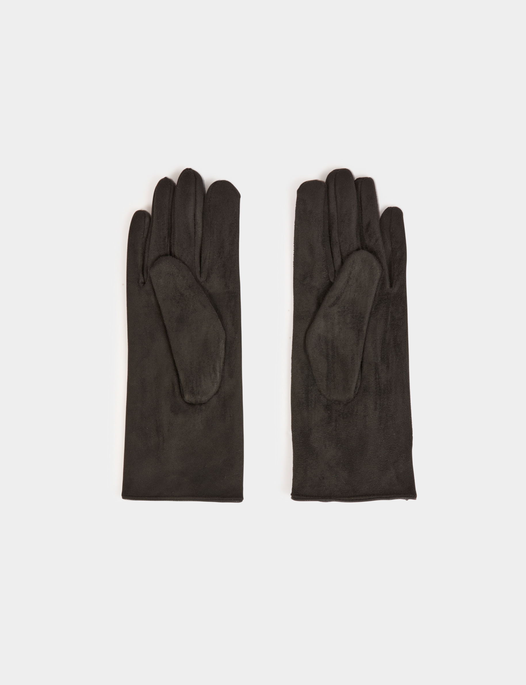 Gants su&eacute;dine boutons noir femme