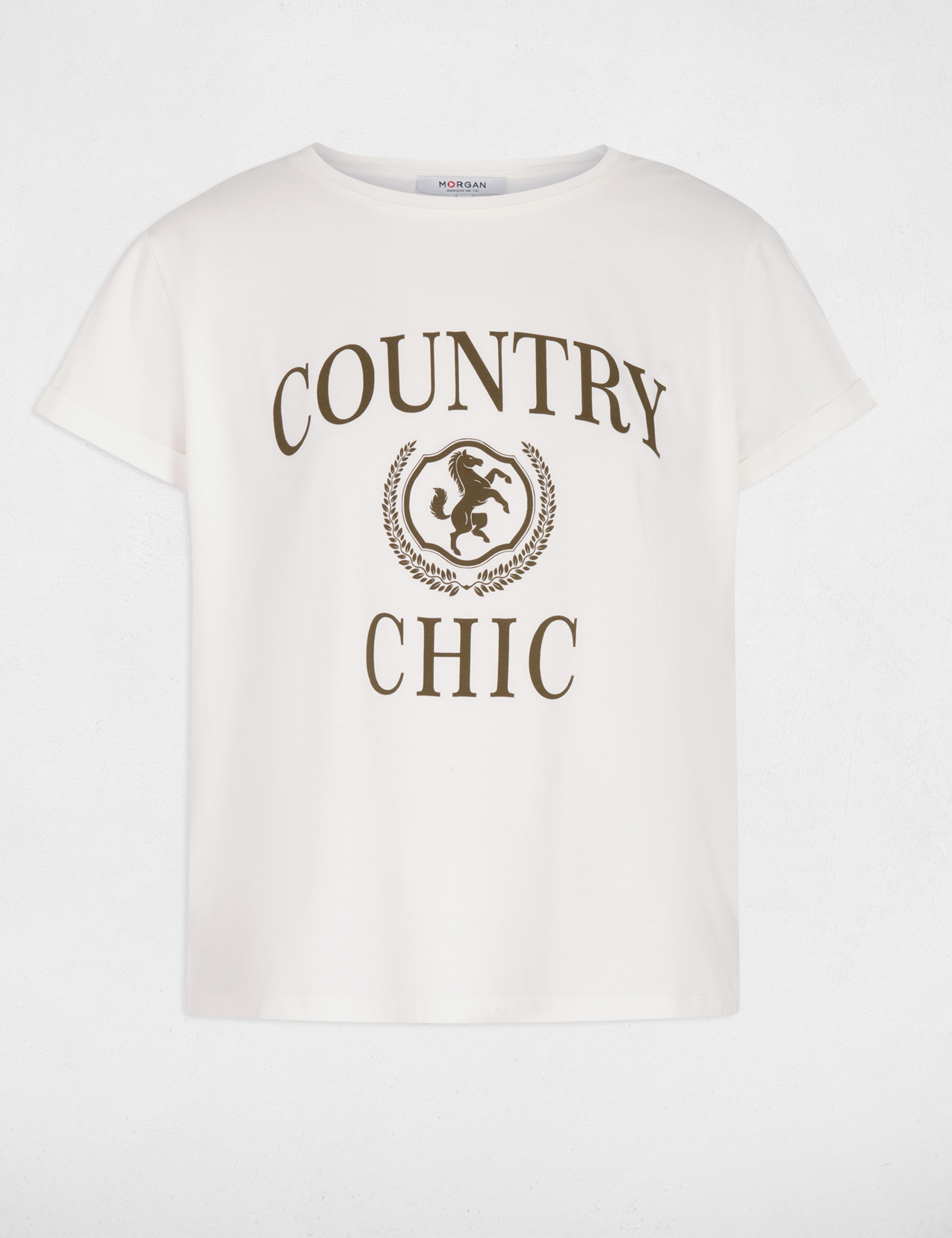 T-shirt ronde hals korte mouwen helder wit vrouw