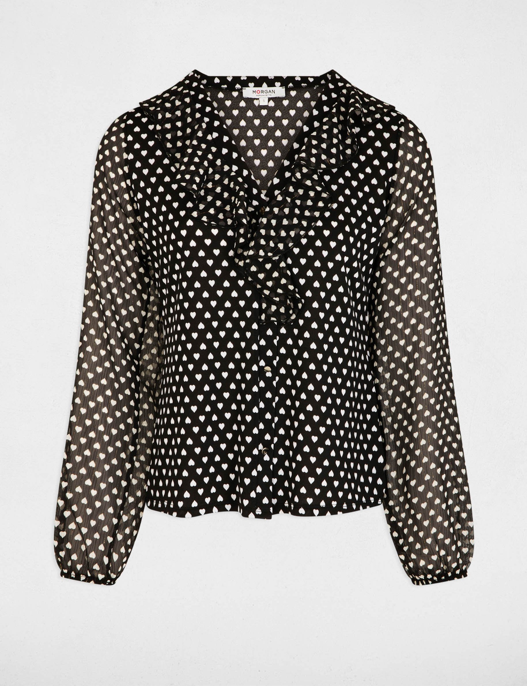 Voile blouse met v-hals zwart vrouw