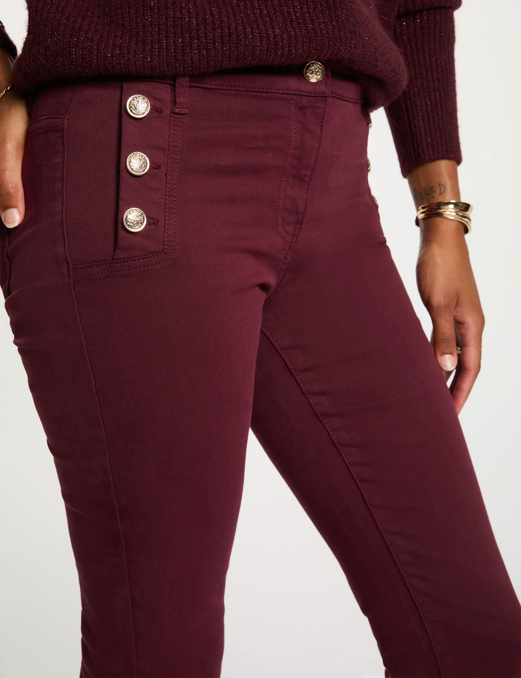 Pantalon bootcut prune femme
