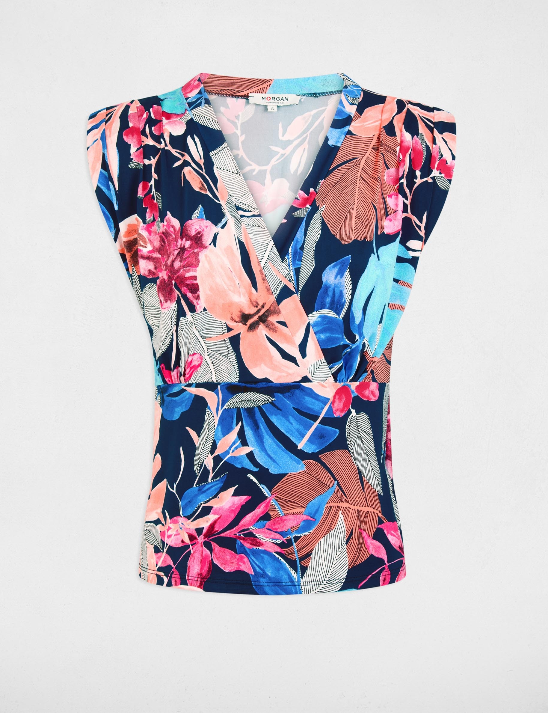 Nauwsluitend mouwloos T-shirt meerkleurig vrouw