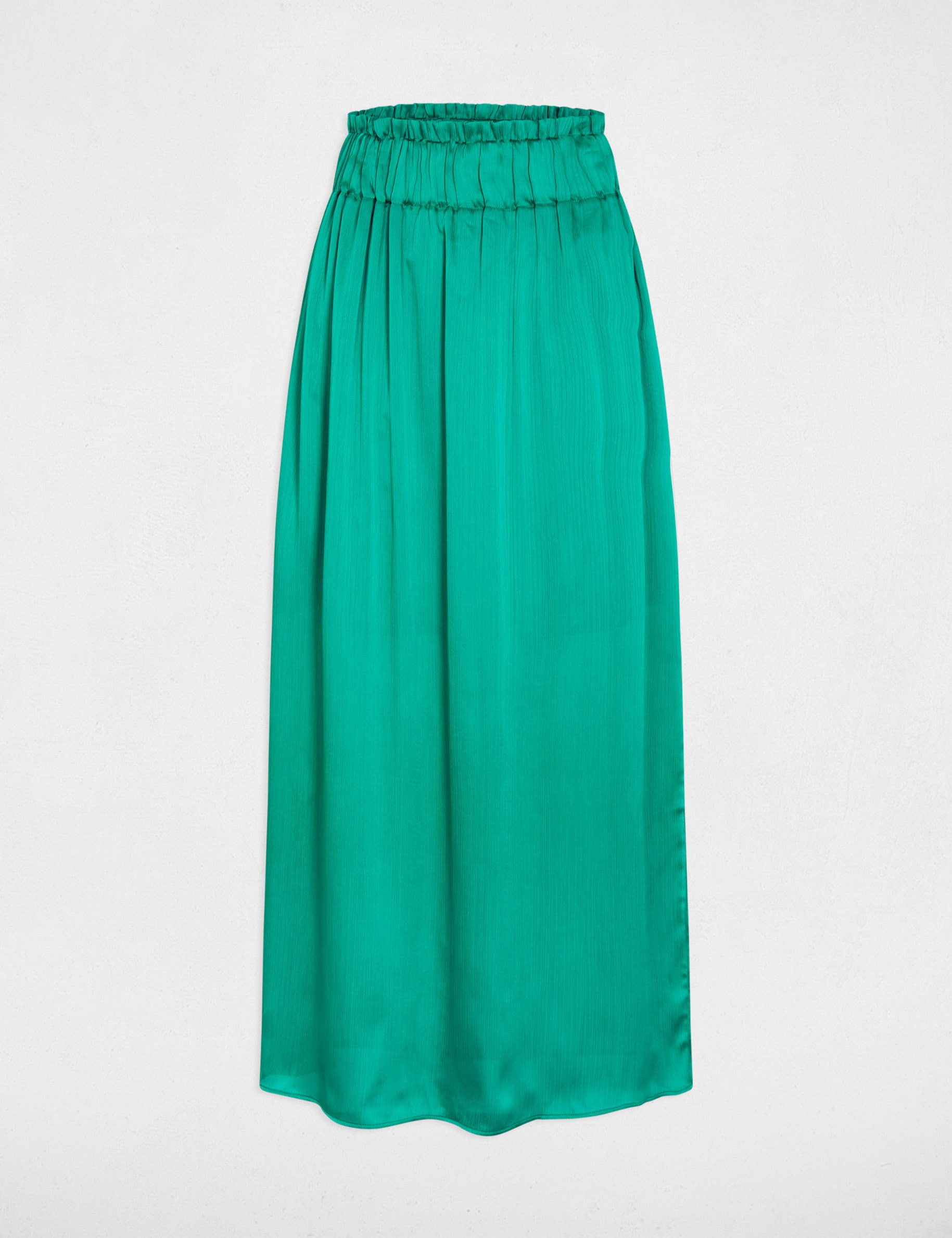 Jupe longue satinée vert femme
