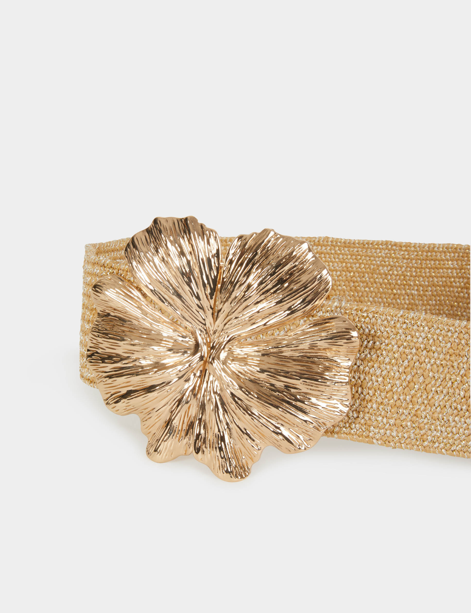 Ceinture large m&eacute;tallis&eacute;e jaune or femme