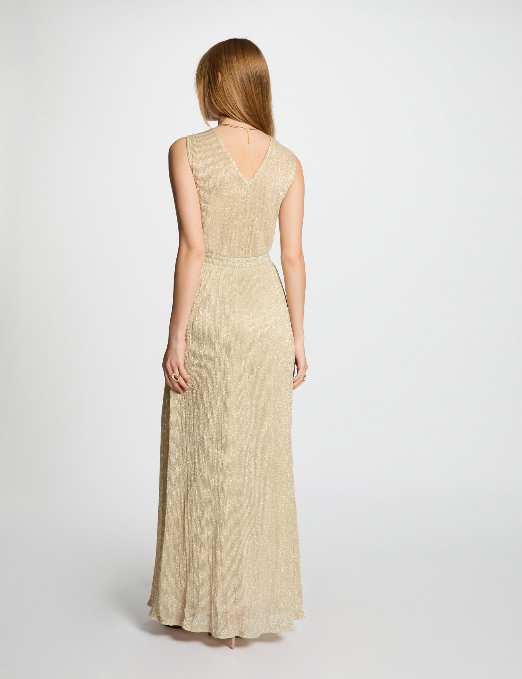 robe longue droite jaune or femme Robe longue droite jaune or femme