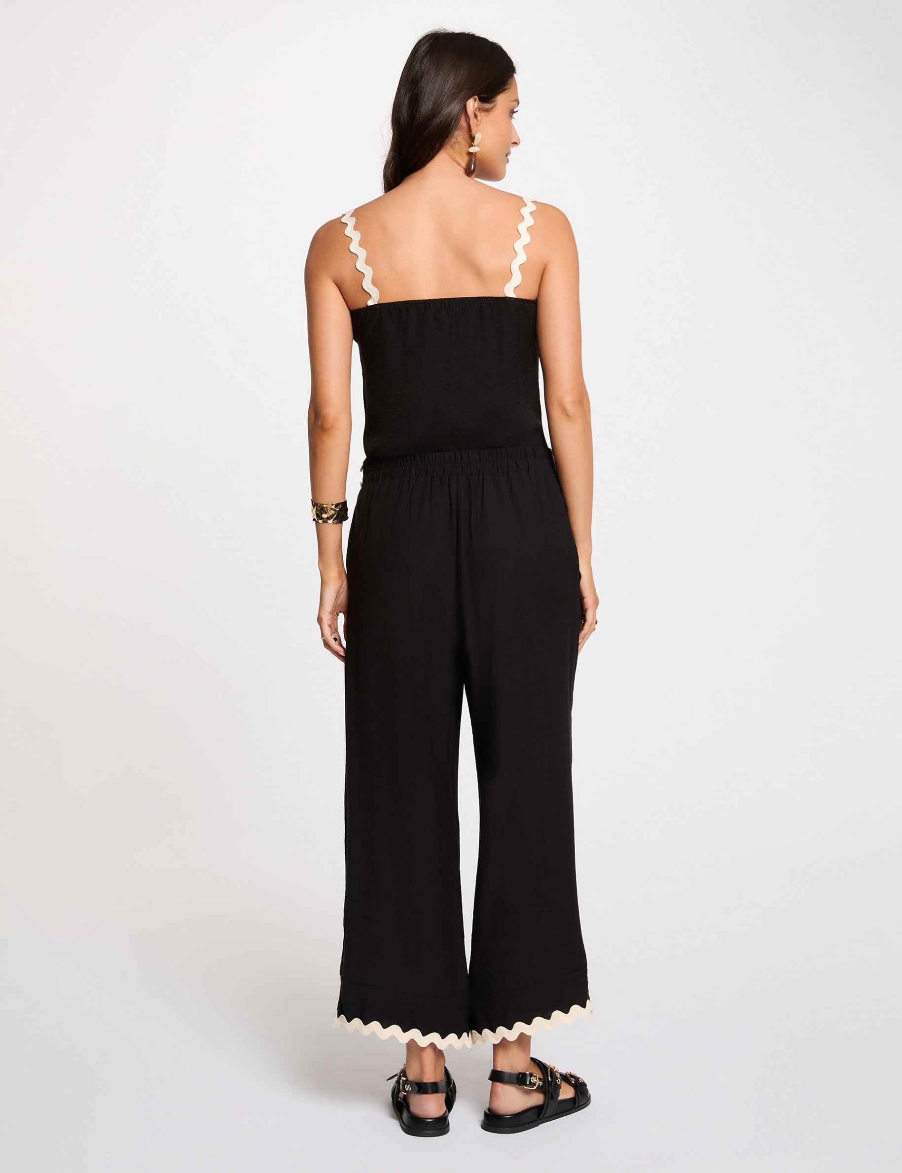 7/8 brede broek zwart vrouw