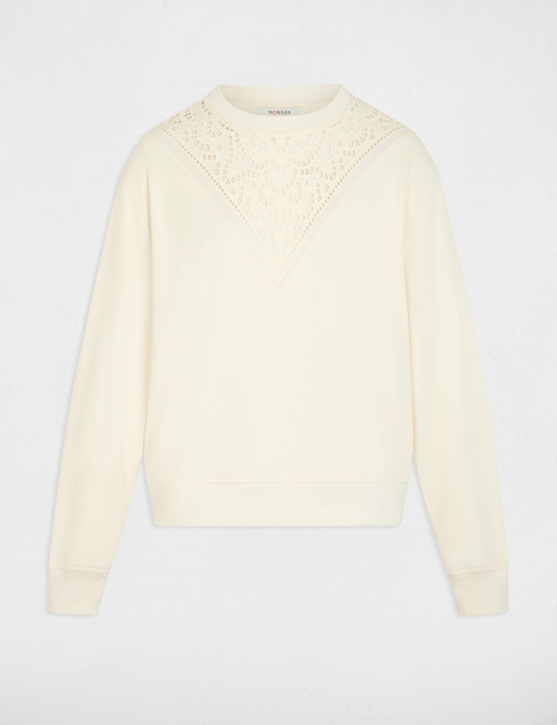 T-shirt met lange mouwen ivoor vrouw