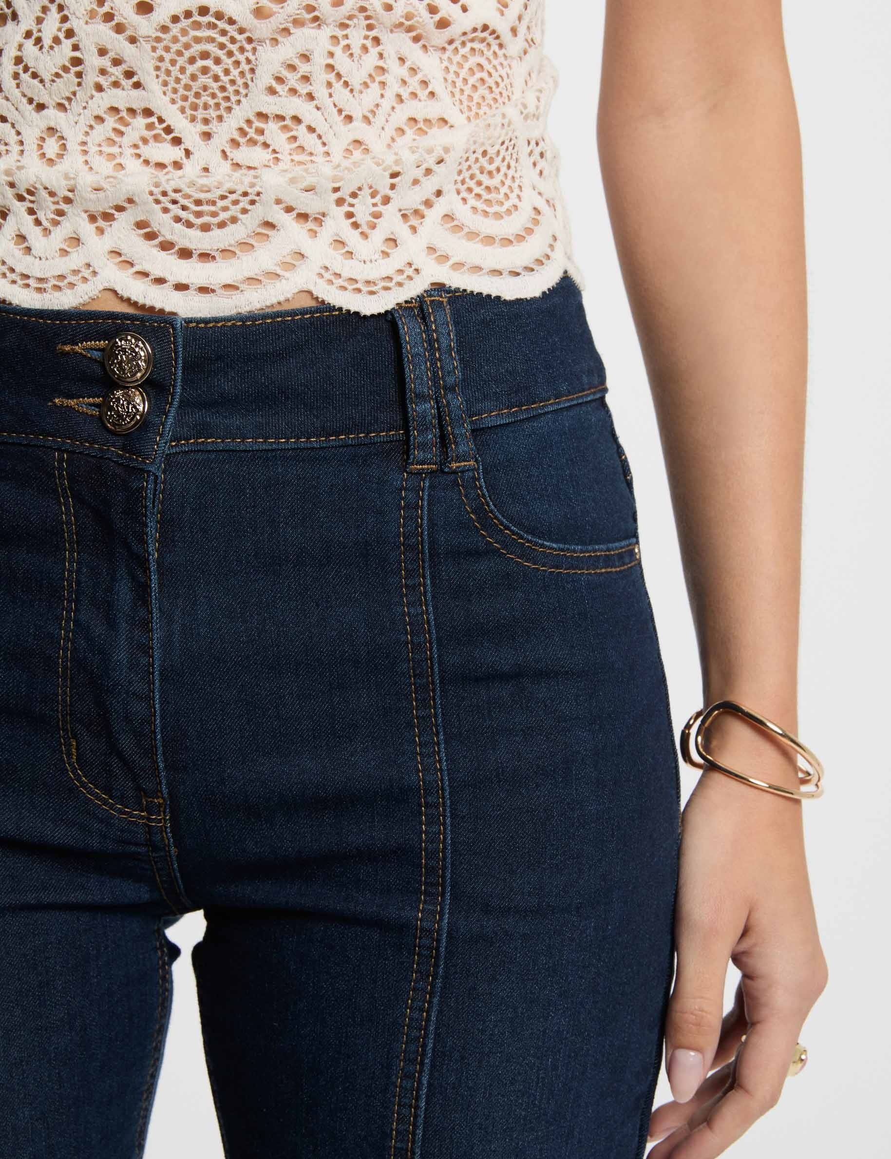 bootcut jeans met splitten ruw denim vrouw Bootcut jeans met splitten ruw denim vrouw