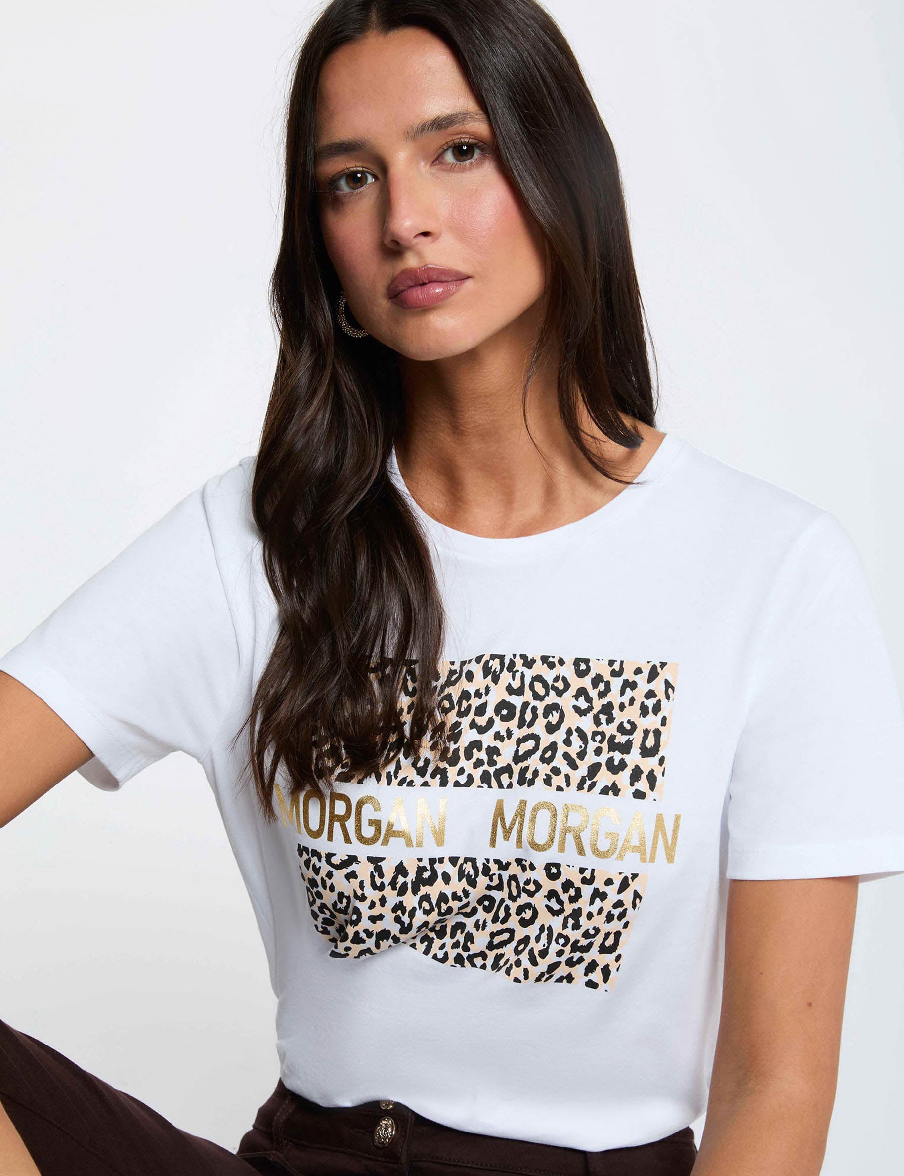 T-shirt col rond blanc femme