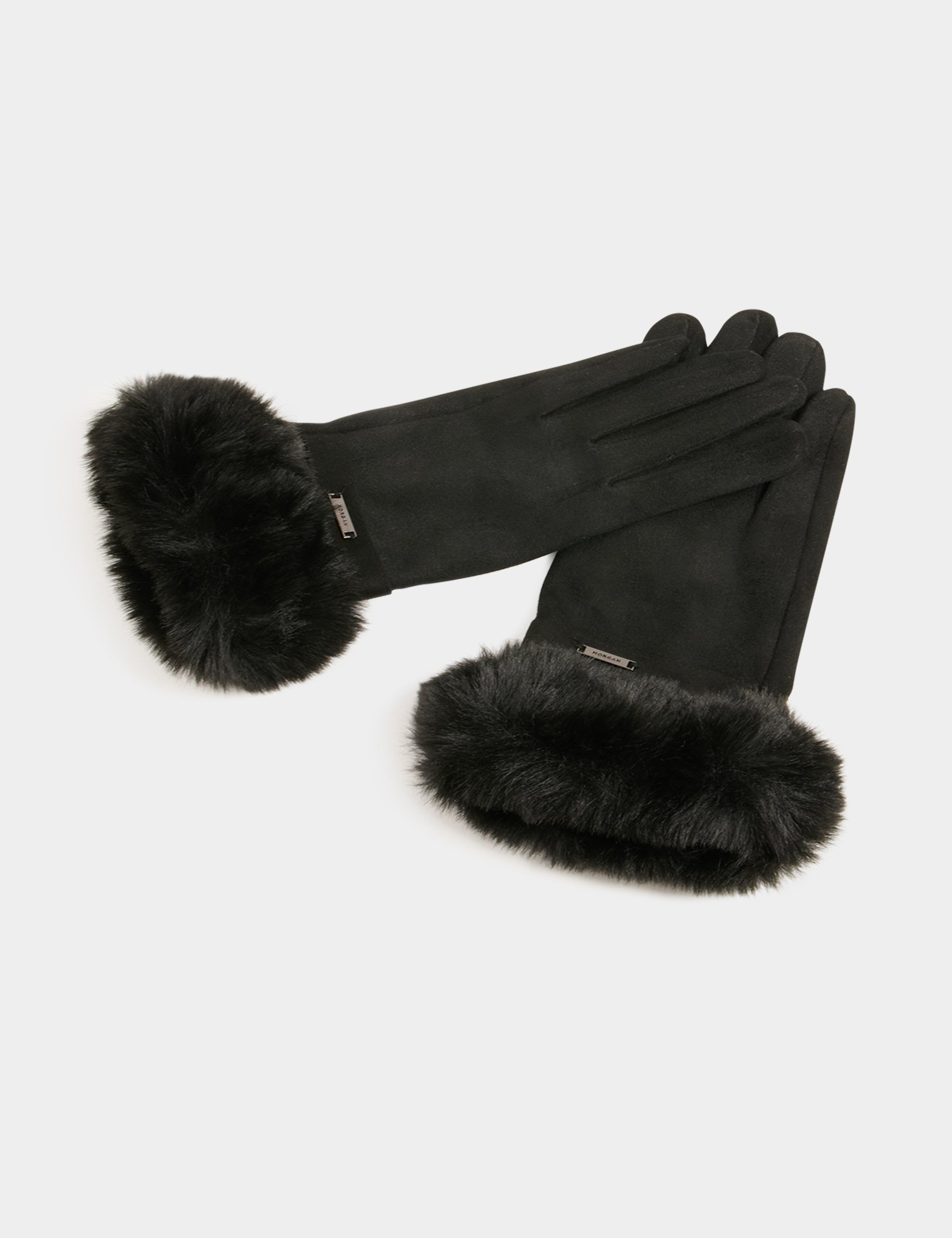 gants details fourrure noir femme Gants détails fourrure noir femme