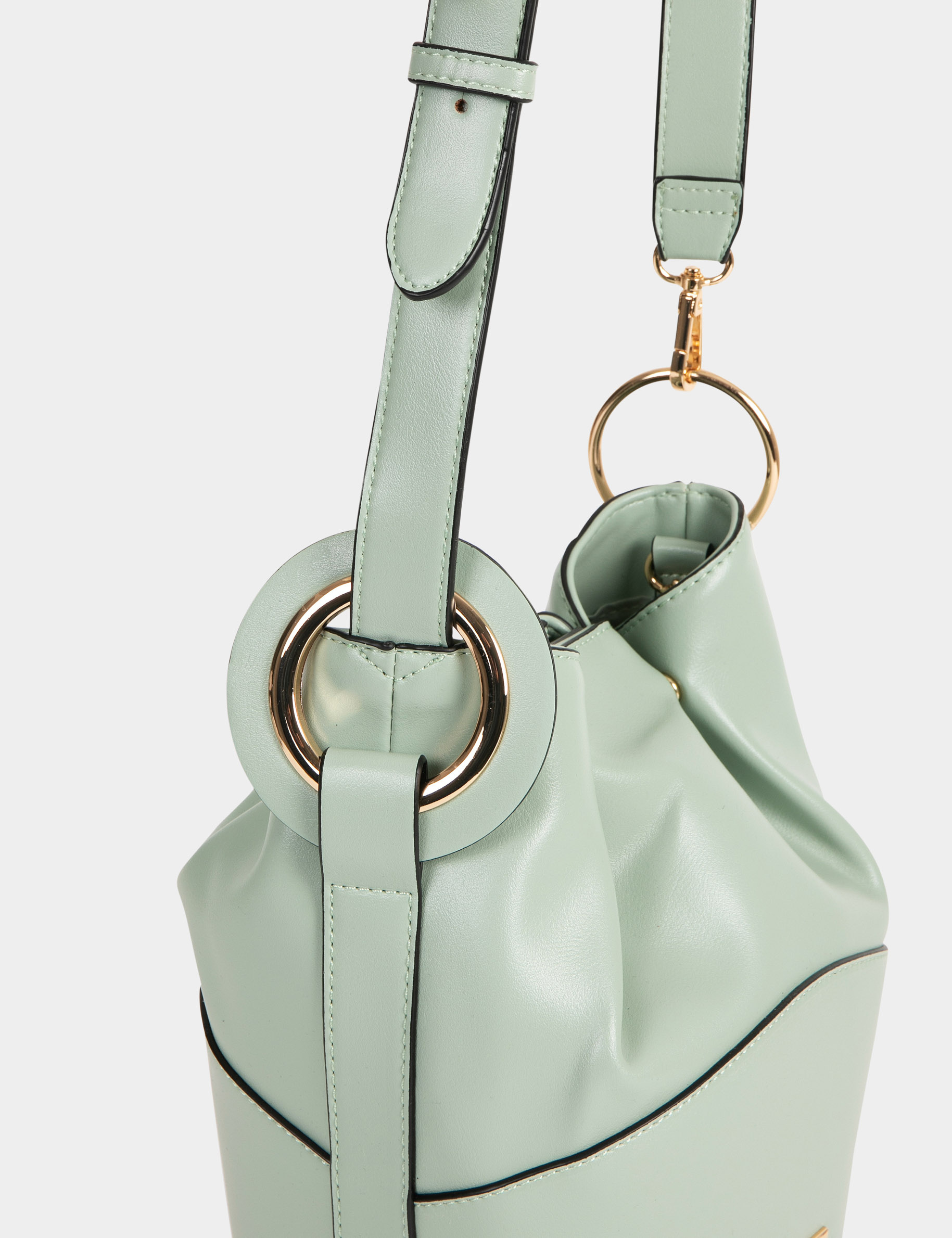 Sac seau &agrave; bandouli&egrave;re vert femme