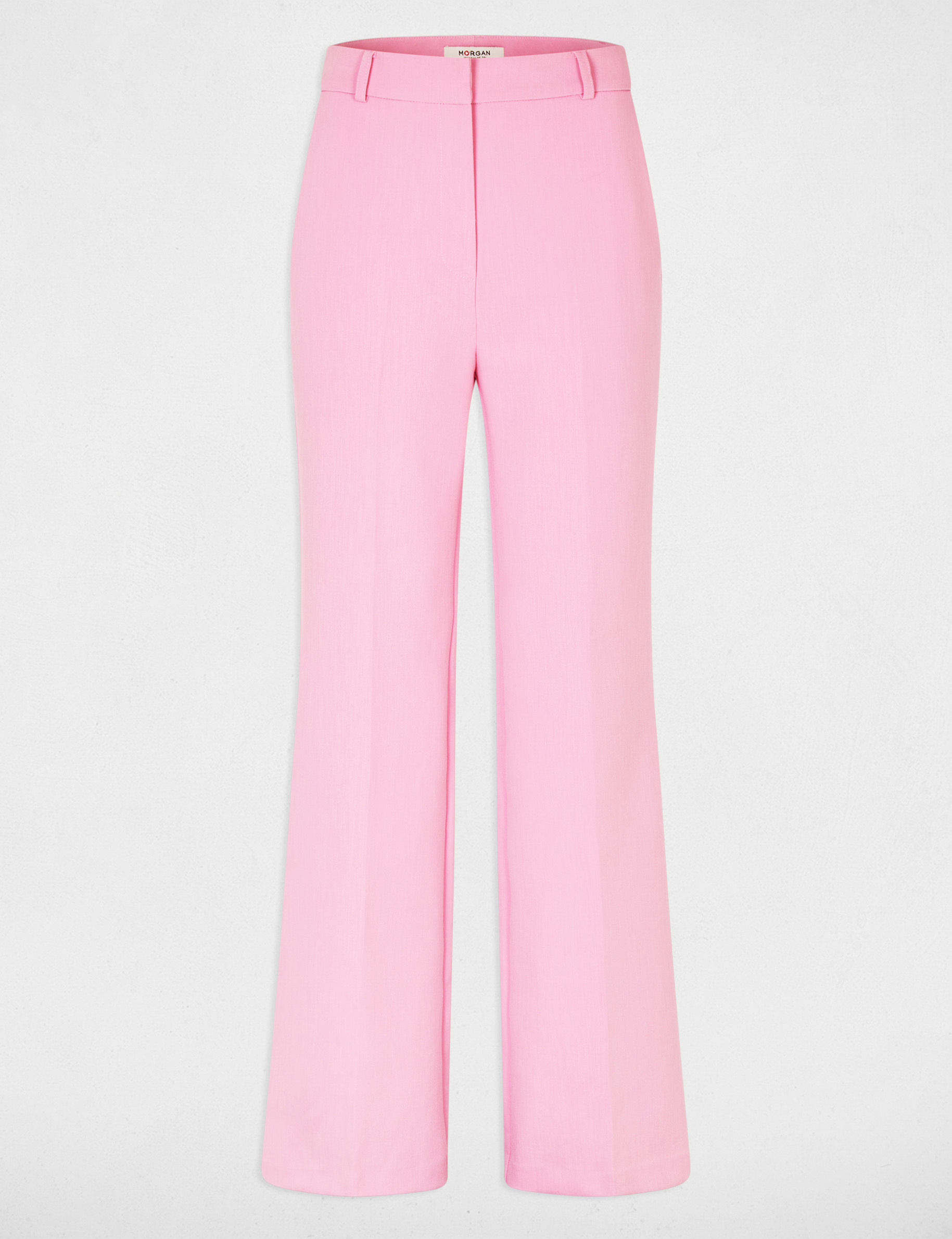 Hoog getailleerde flare broek lichtroze vrouw