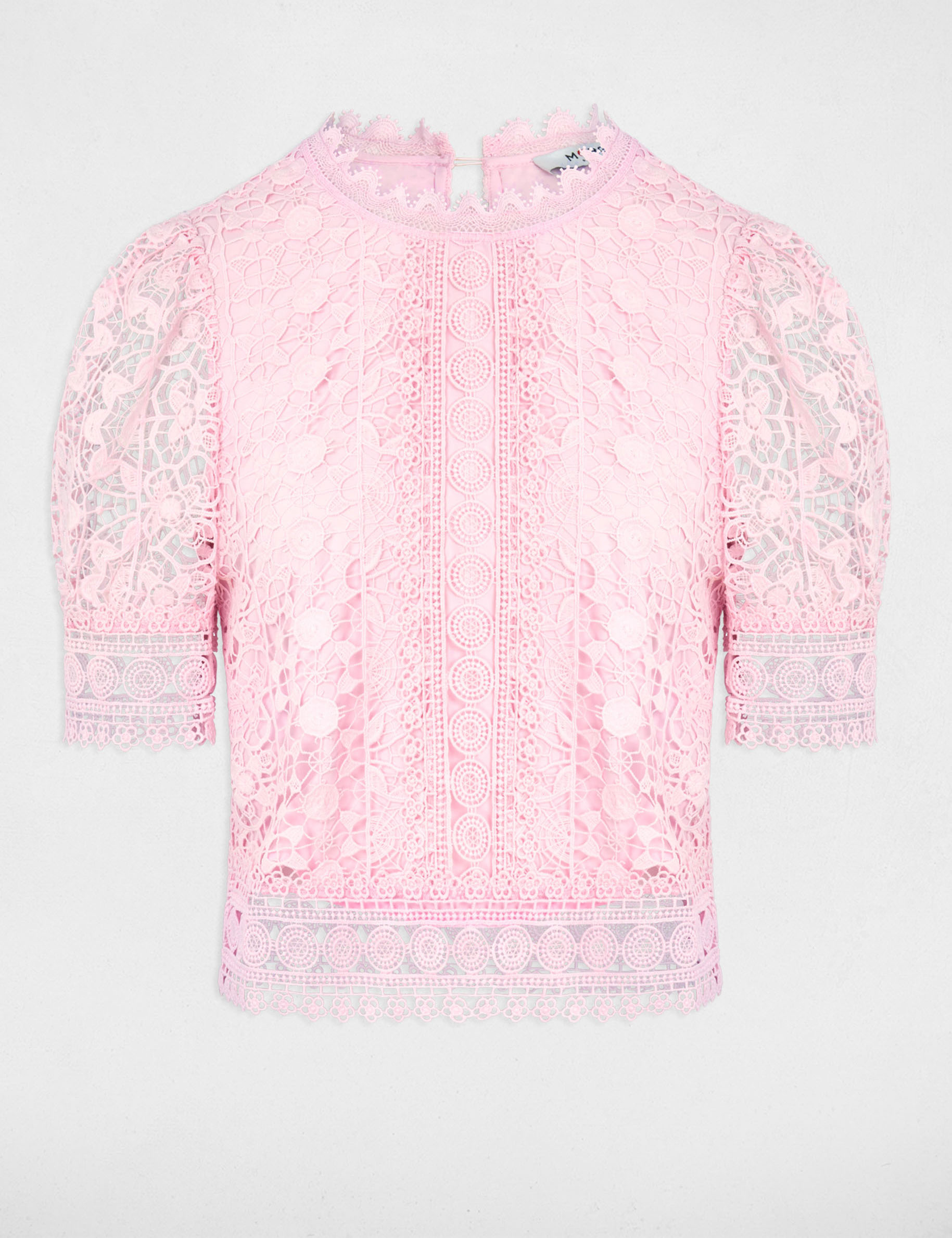 Blouse met korte kanten mouwen roze vrouw