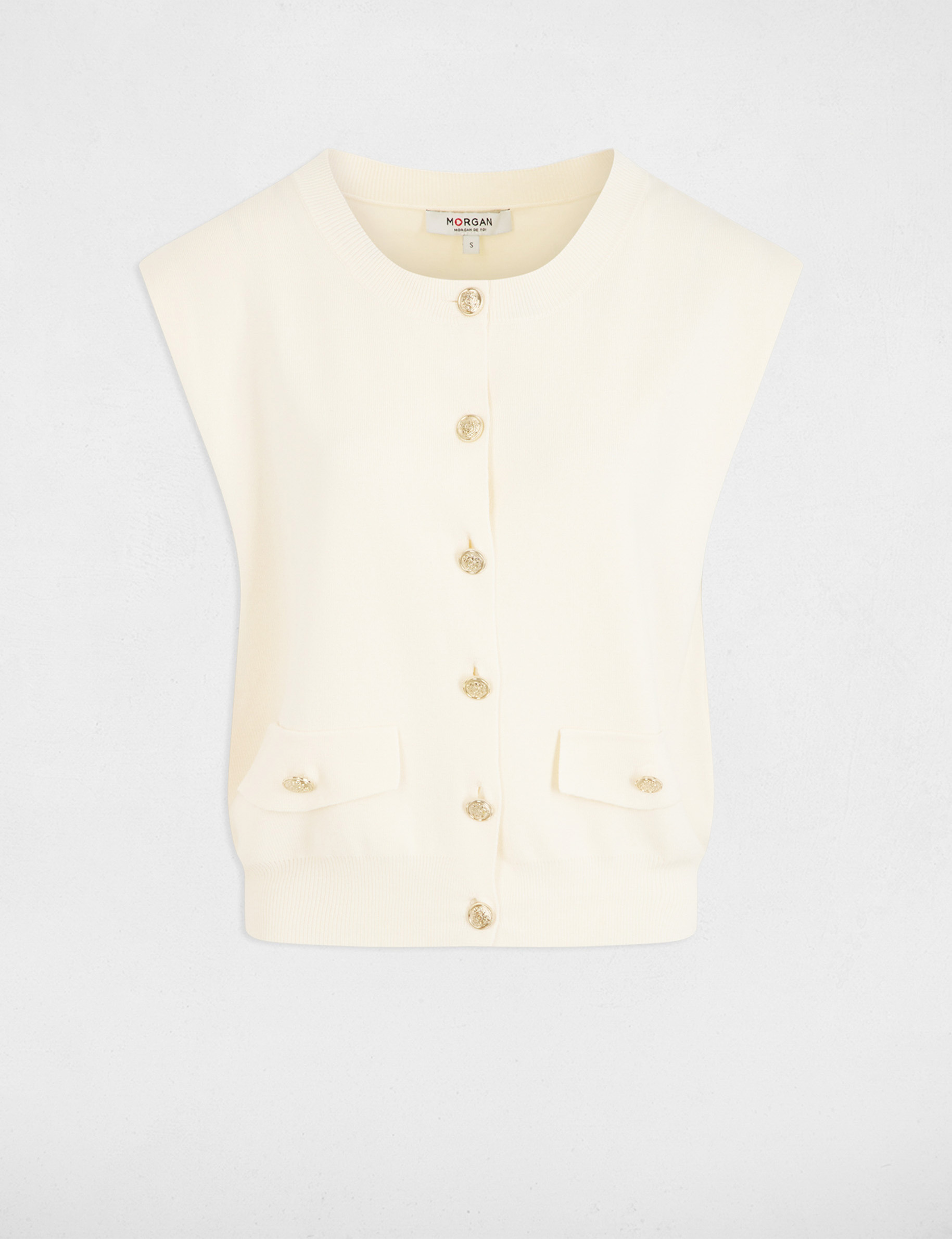 mouwloos vest ivoor vrouw Mouwloos vest ivoor vrouw