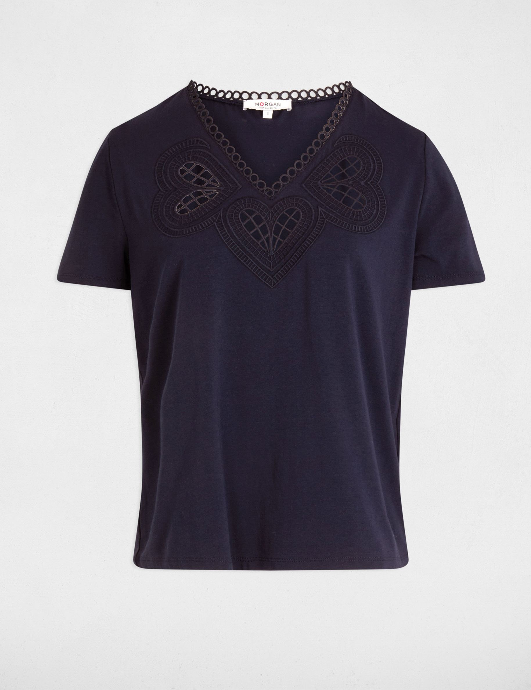 T-shirt met korte mouwen marineblauw vrouw