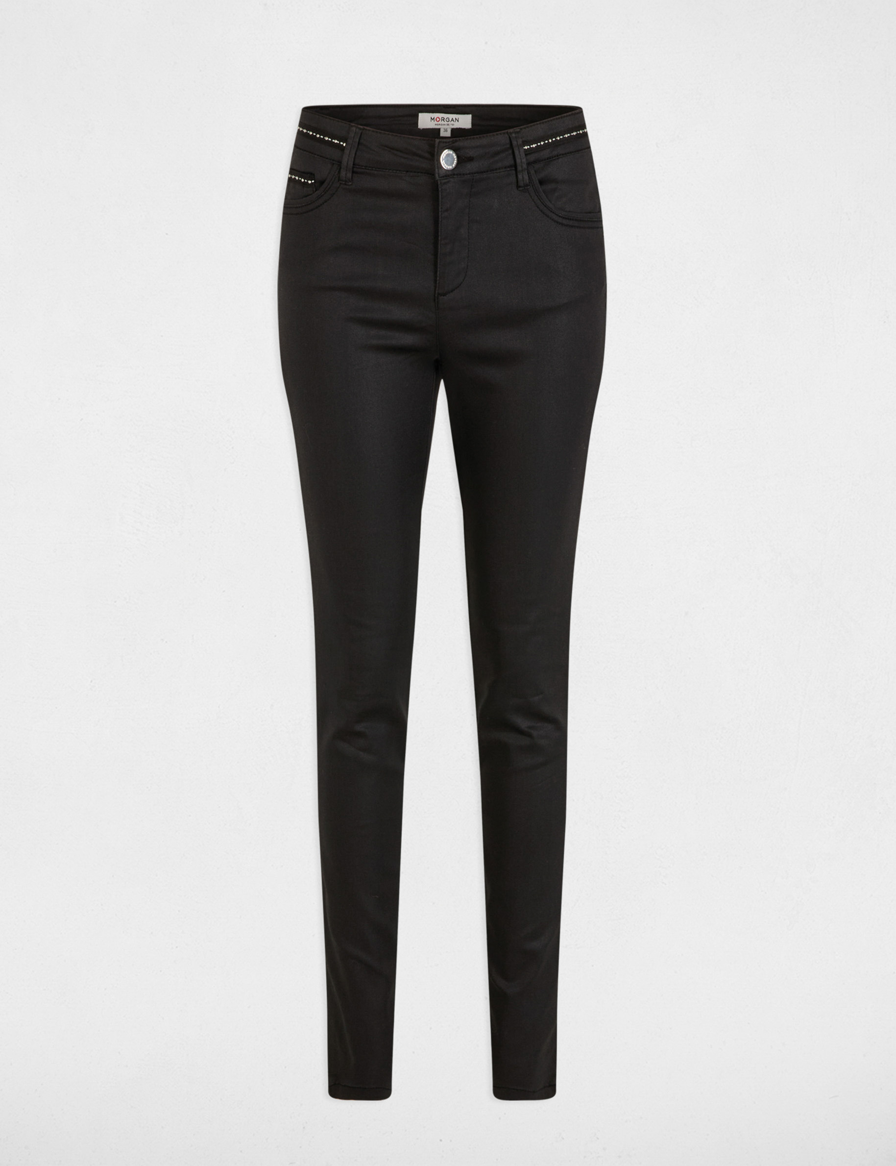 gecoate slim fit broek zwart vrouw Gecoate slim-fit broek zwart vrouw
